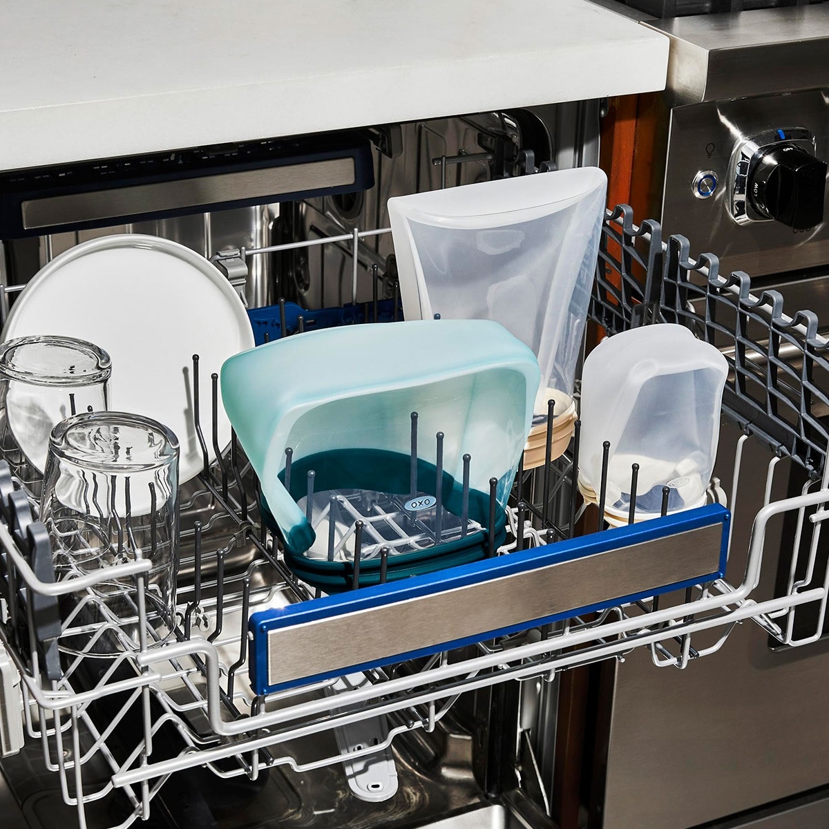 OXO Good Grips Frischhaltebeutel Silikon, wiederverwendbar, 828 ml