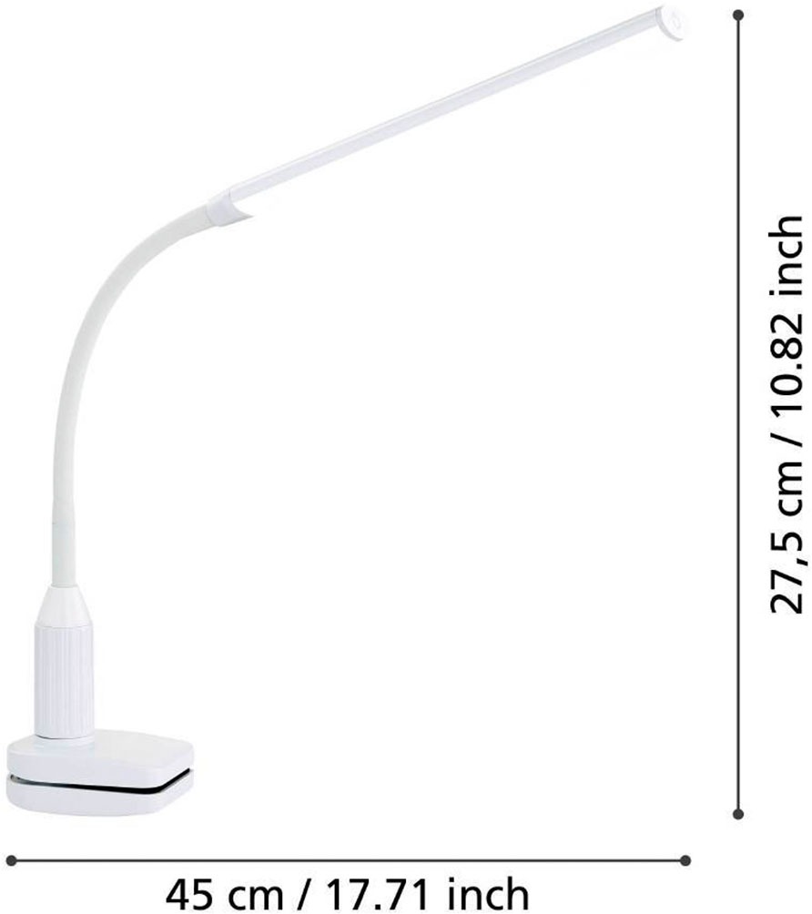 EGLO Klemmleuchte »LAROA Tischlampe, Touchsensor, 4-step dimming, Klemmlampe« LED-Board Neutralweiß Leselampe, Schreibtischlampe, Büro, Arbeitszimmer, 45x6,5x27,5cm