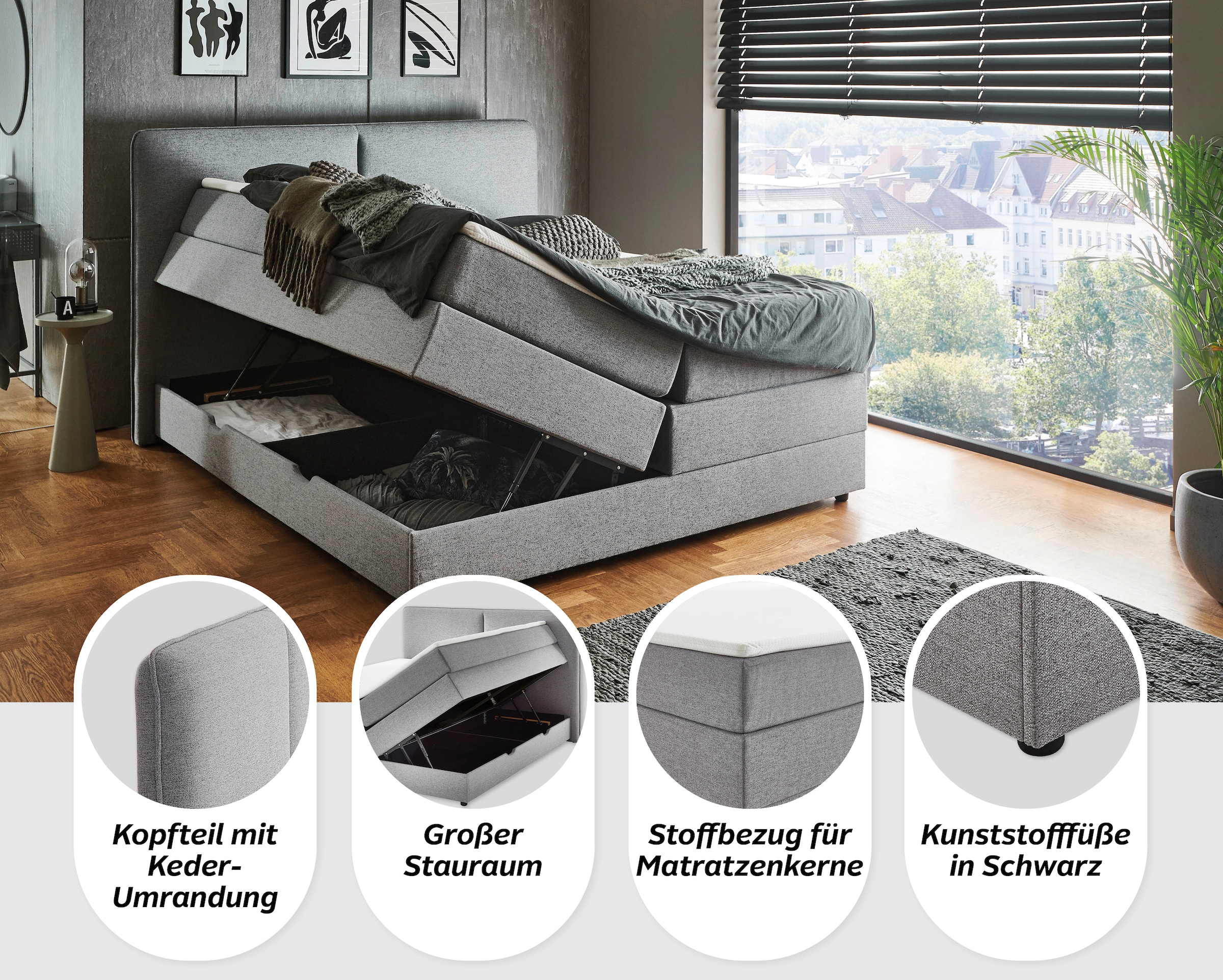 meise.möbel Boxbett »Columbia mit extra großem Bettkasten« erhältlich in 180x200cm