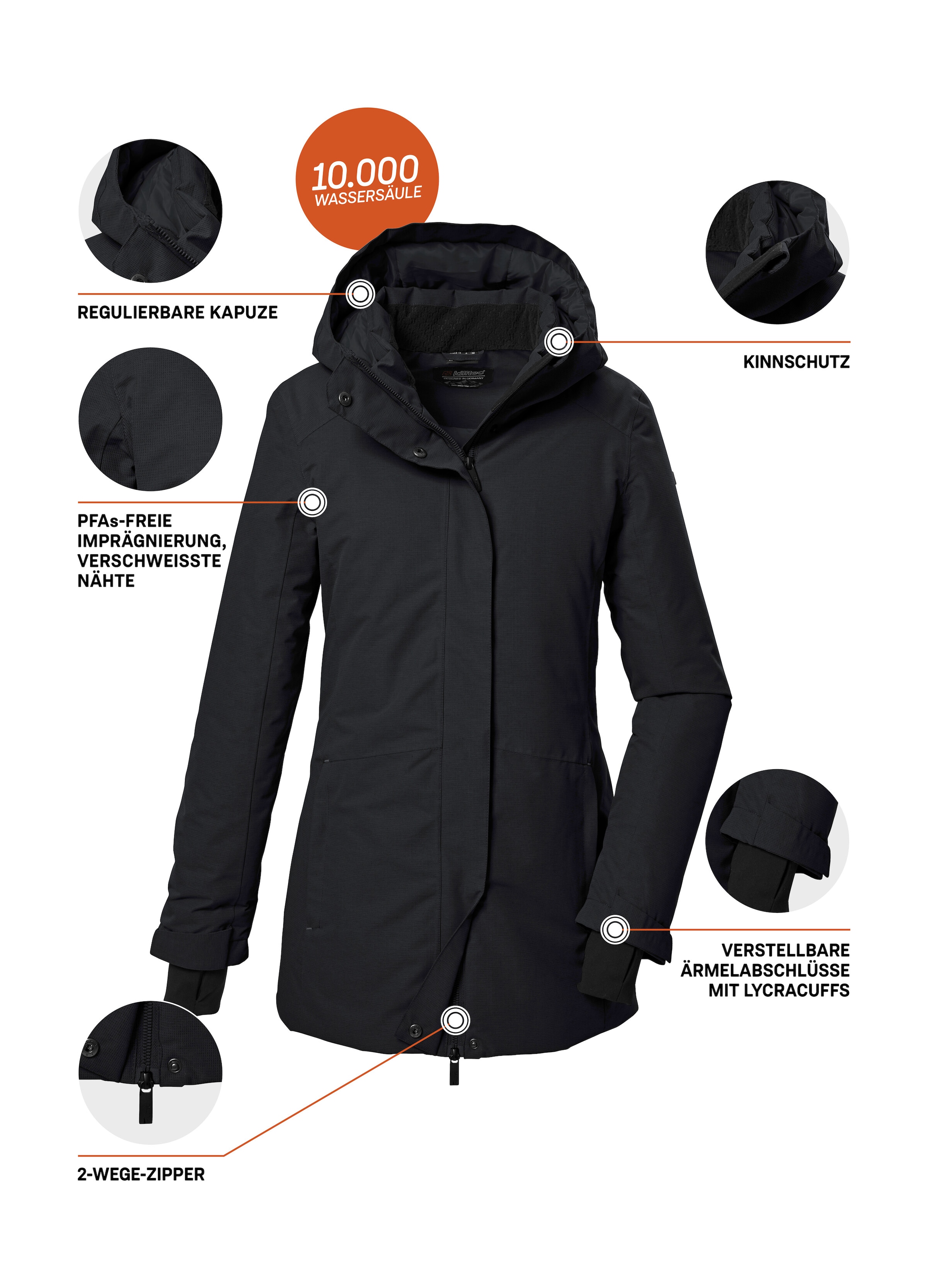 Killtec Parka »KOW 93 WMN PKR«, Wasser- und winddichter Damenparka, atmungsaktiv, recyceltes Material