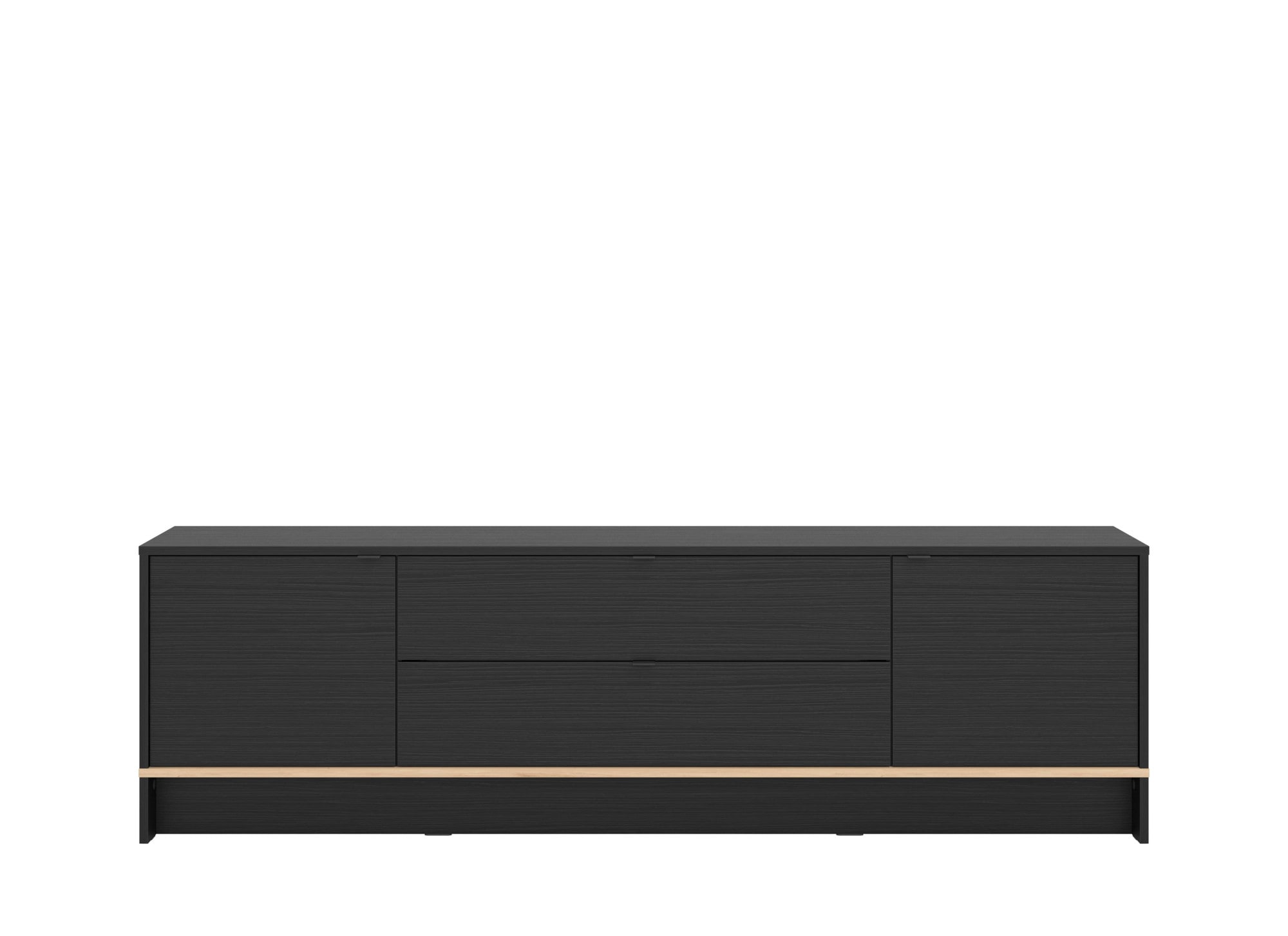 INOSIGN TV-Board »Lille Lowboard, Breite 182,5 cm, TV-Schrank, TV-Ständer, viel Stauraum«, im schwarzen Dekor mit Textur, mit vier geschlossenen Fächer