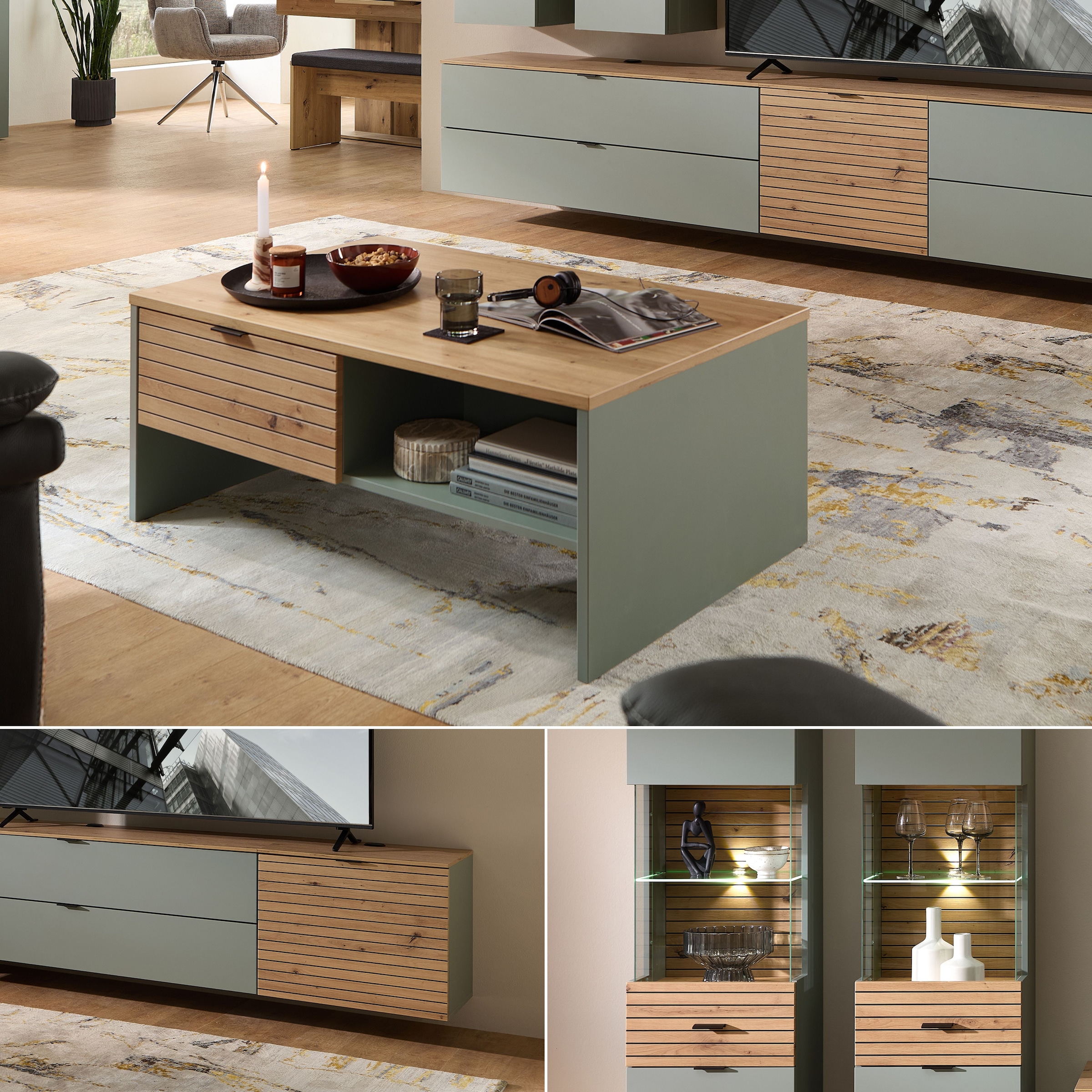 Innostyle Wohnwand »Ina Wohnwand, 340x200x44 cm (B/H/T)« 6 Stk. tlg.