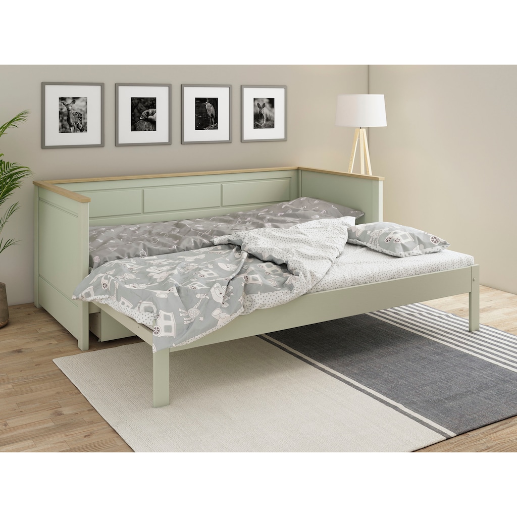 Lüttenhütt Funktionsbett »" ERIK " BESTSELLER! Zertifiziertes Massivholz«, Daybed, zweiter Schlafplatz ausziehbar, Schublade optional