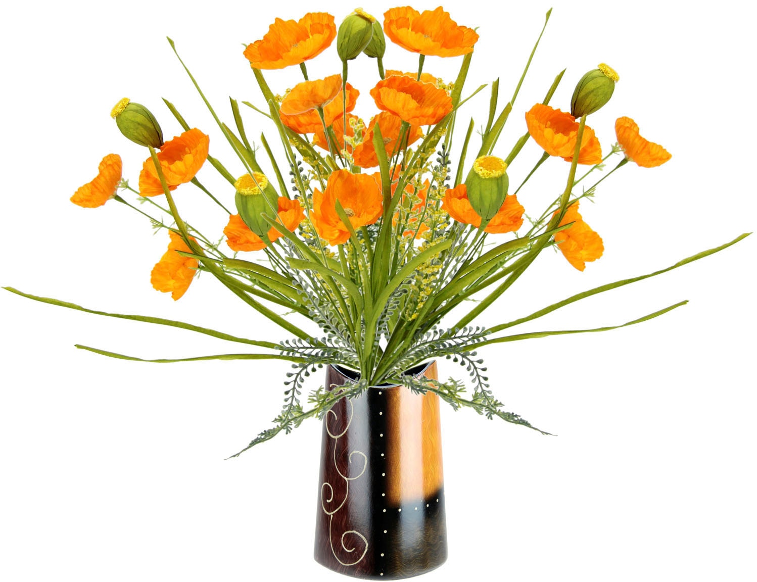I.GE.A. Kunstblume »Mohnblumenbusch in Vase aus Keramik«, Blumen Mohnblume  Mohn Mohnbusch Bouquet Strauß Seidenblumenstrauß bequem bestellen
