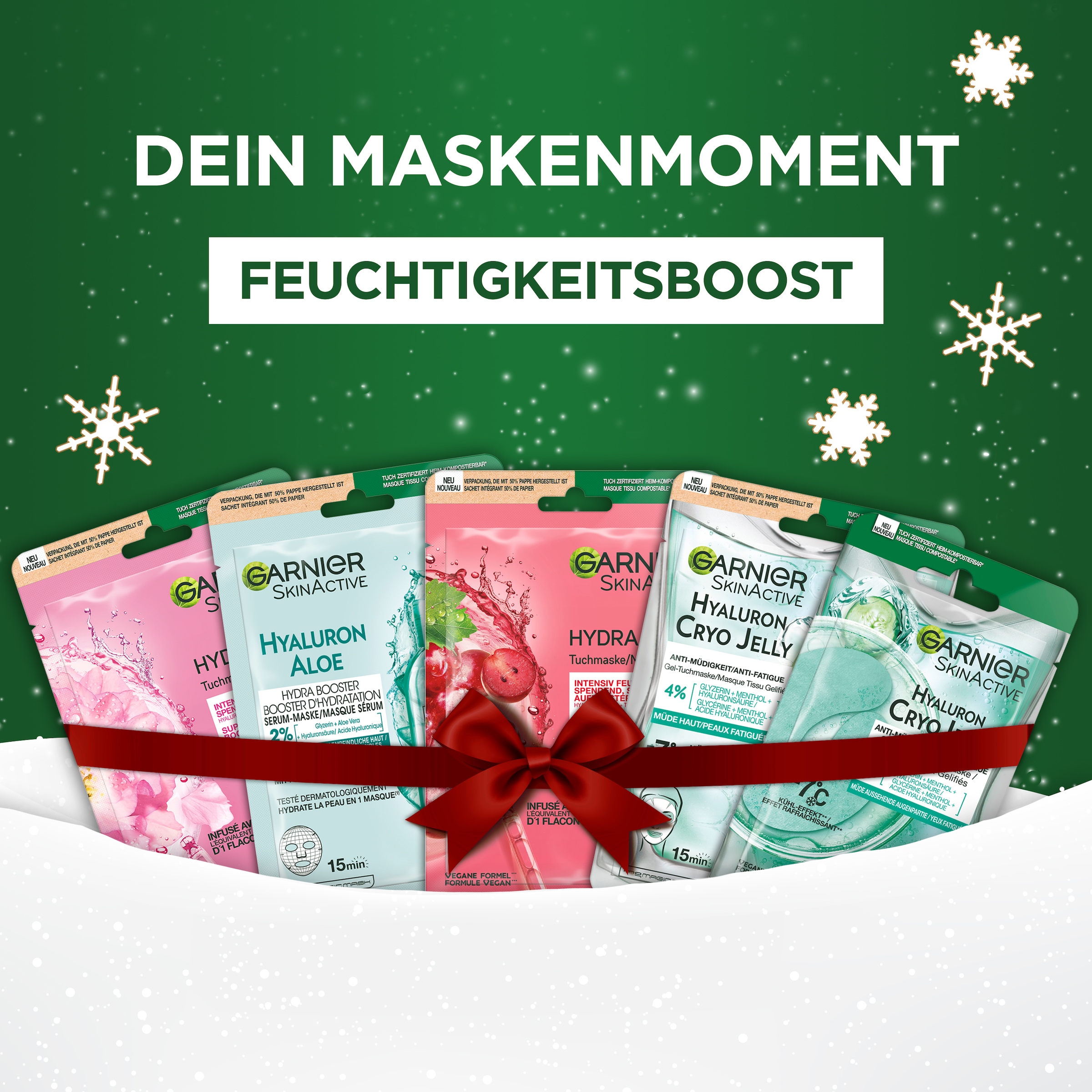 GARNIER Kosmetik-Adventskalender »Garnier Tuchmasken 24er Adventskalender«, ab 13 Jahren, mit Hyaluron, entspannend