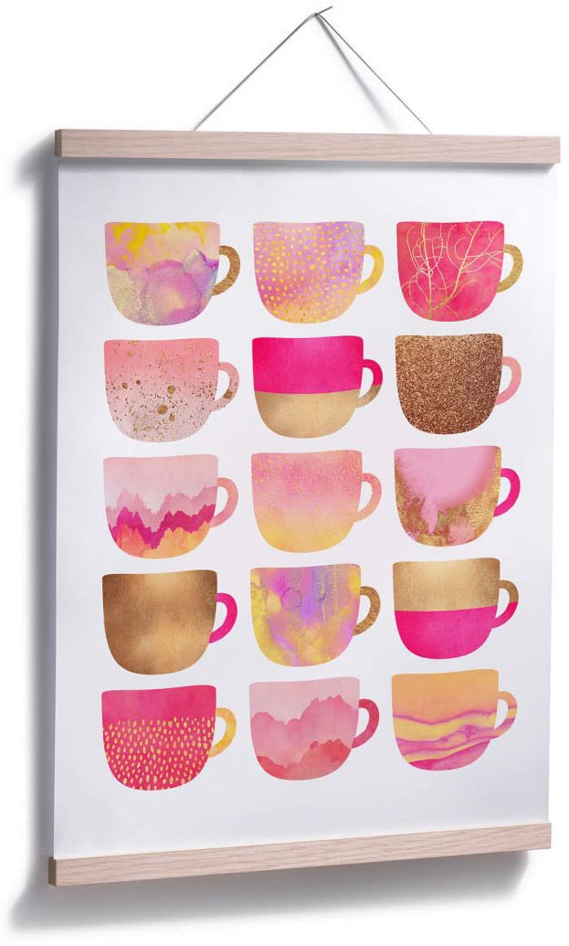 Besteck, bestellen Wall-Art (1 Pink«, auf Geschirr Raten »Kaffeetassen & St.) Poster