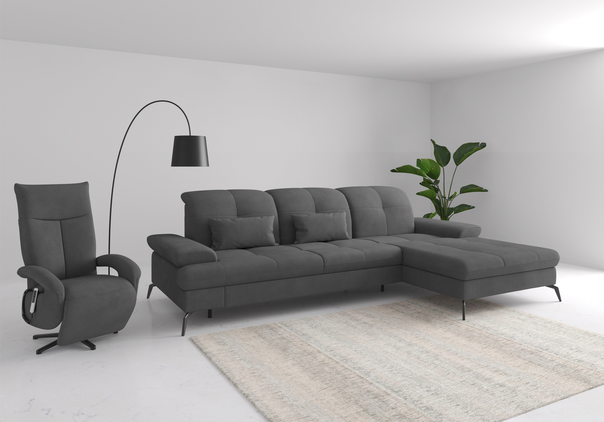 sit&more Ecksofa »Amica, L-Form, inkl. Sitztiefenverstellung & Armteilverstellung«, wahlweise mit Bettfunktion, Bettkasten und Kopfteilverstellung