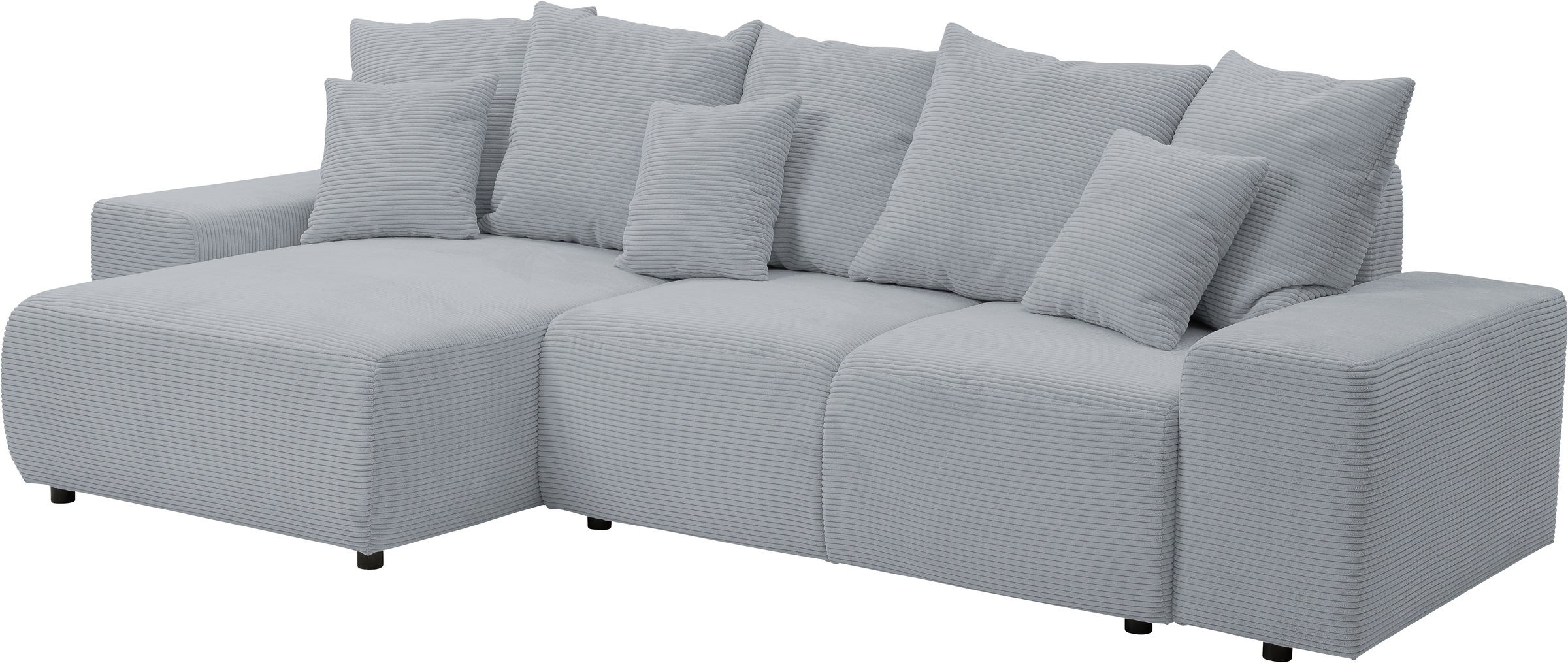 WERK2 Ecksofa »Riwa, modernes Sofa zum Kuscheln und Entspannen, Breite 300cm, L-Form«, Trendiges Ecksofa mit vielen Kissen, Schlaffunktion & Bettkasten