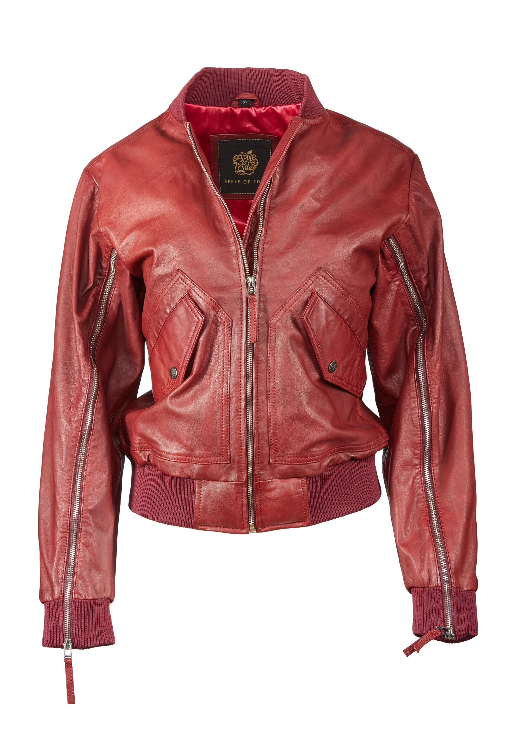 Apple of Eden Lederjacke »Apple of Eden Lederjacke AOE-143« ohne Kapuze mit Reißverschlüsse an den Ärmeln