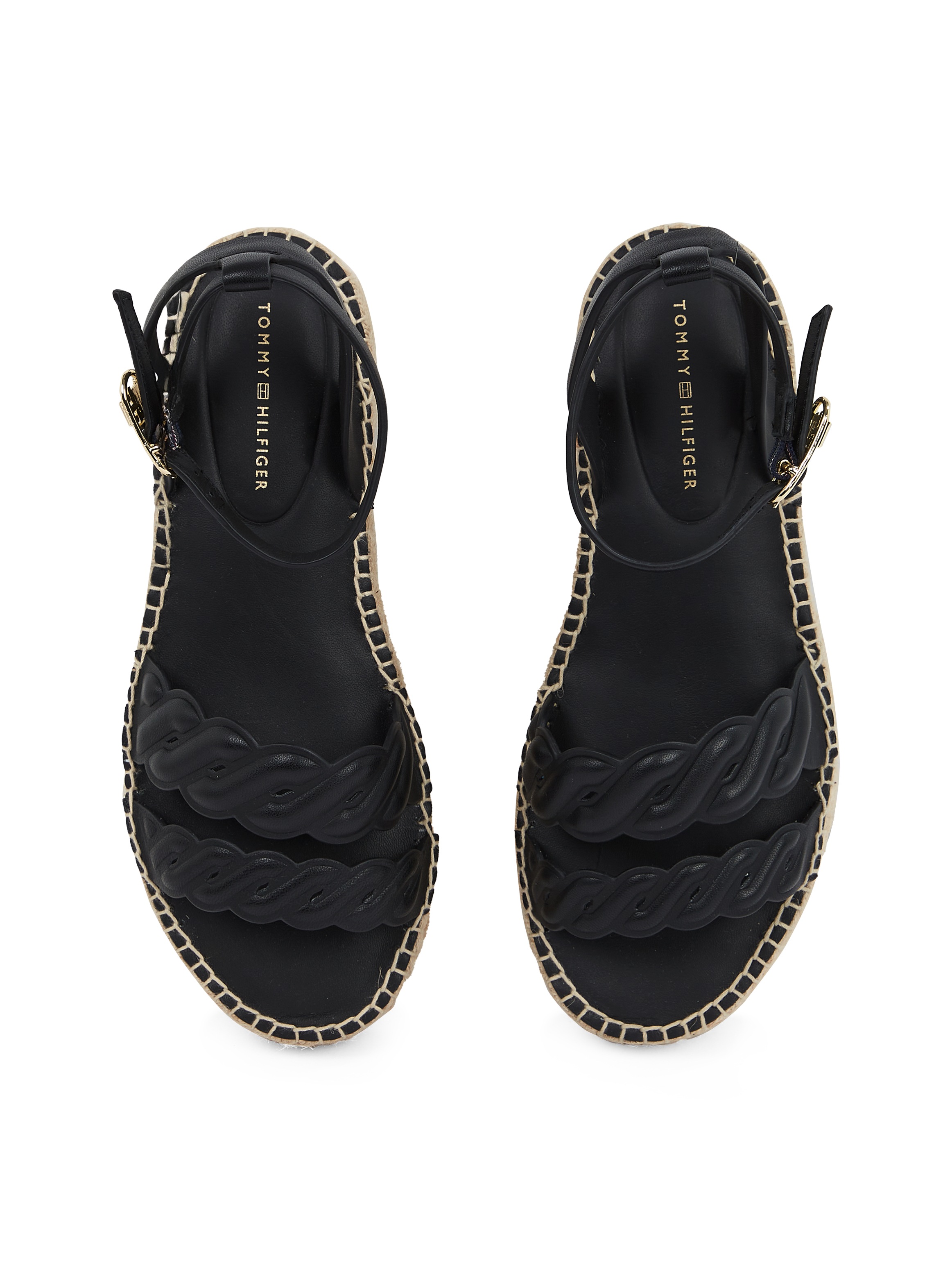 Tommy Hilfiger Keilsandalette »LEATHER ROPE REAL ESPAD SANDAL«  , Plateau, Sommerschuh, Riemchensandale mit verstellbarer Schnalle