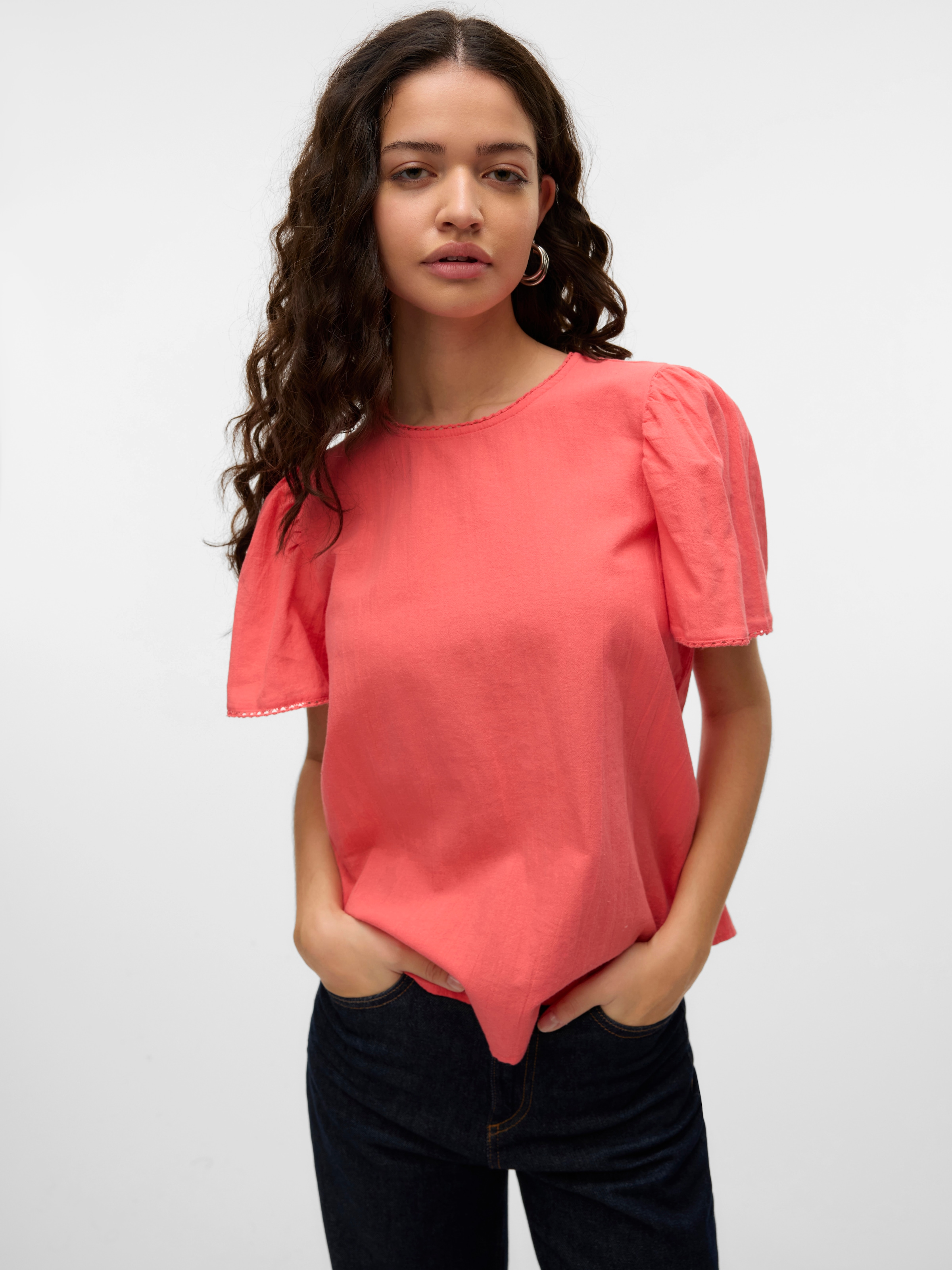 Vero Moda Kurzarmbluse »VMPRETTY SS TOP WVN GA NOOS«