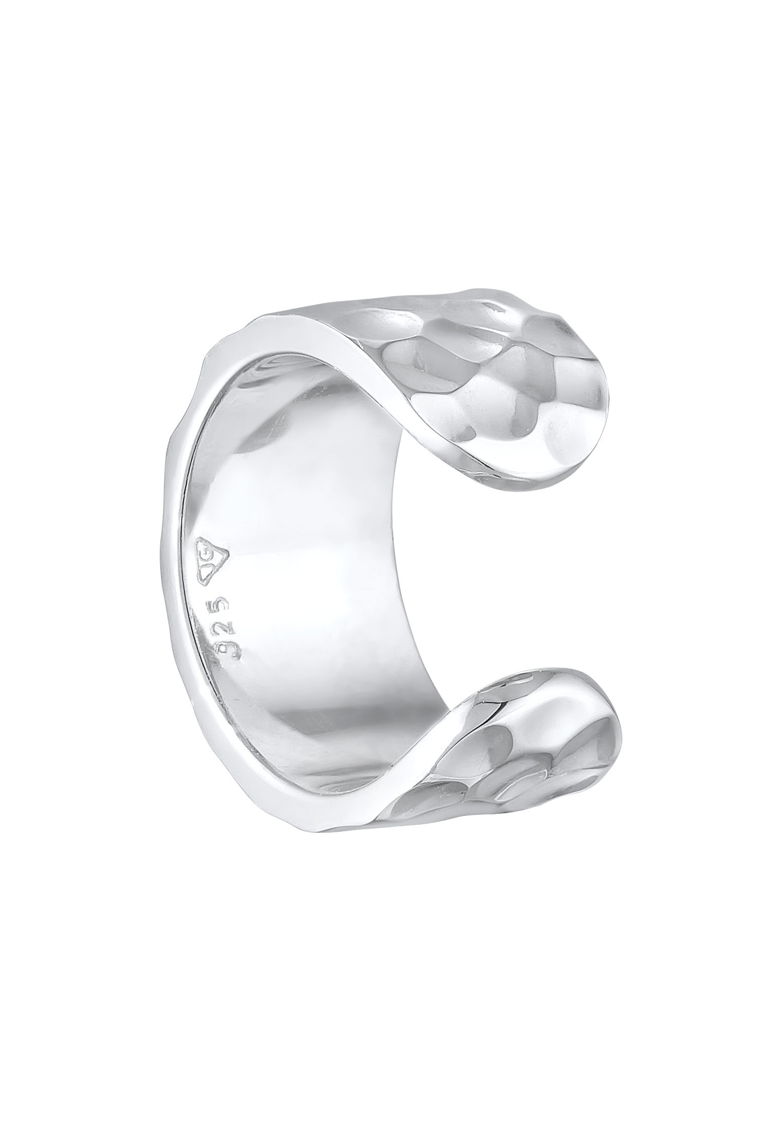 Kuzzoi Paar Ohrklemmen »Ohrringe Earcuff Breit Gehämmert Modern 925 Silber«