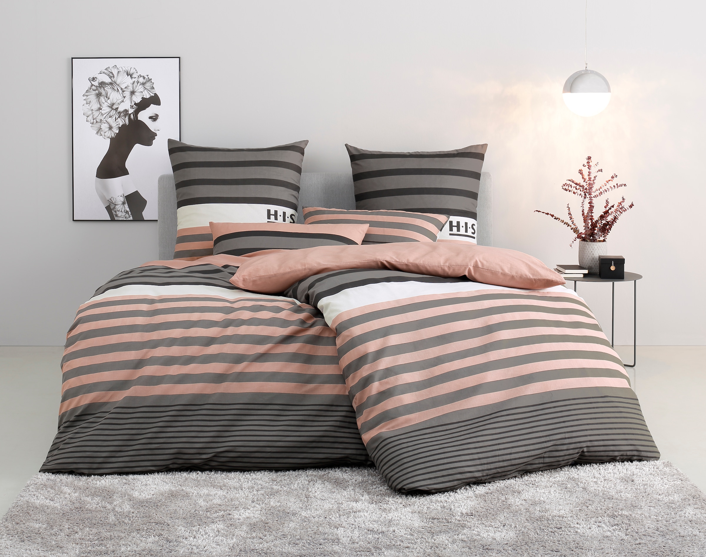 OTTO home Bettwäsche "Majoran" 2 gestreifte Bettwäsche in 4 Qualitäten, Marke H.I.S by OTTO home