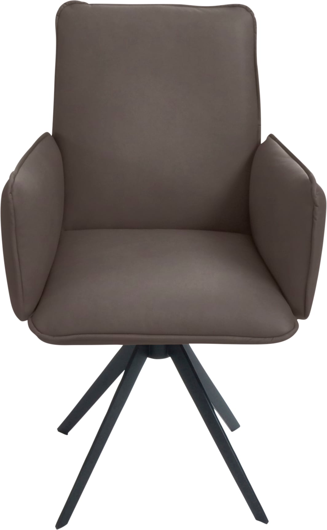 K+W Komfort & Wohnen Drehstuhl, Leder, Blitzdrehkreuz und Rückholfunktion, dekorativer 12mm Biese