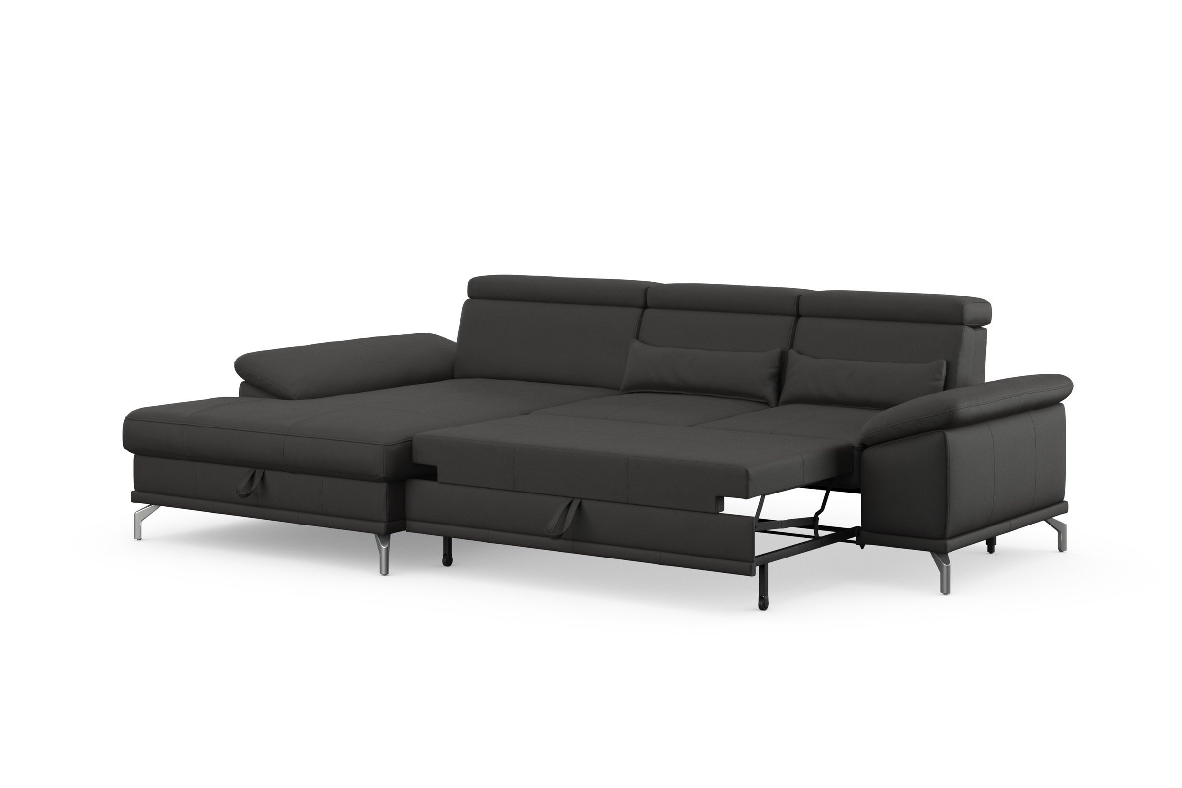 sit&more Ecksofa »Cabrio L-Form, B: 295 cm, mit Sitztiefen-, Arm- & Kopfteilverstellung«, 2 Nierenkissen, Federkern, optional Bettfunktion und Stauraum