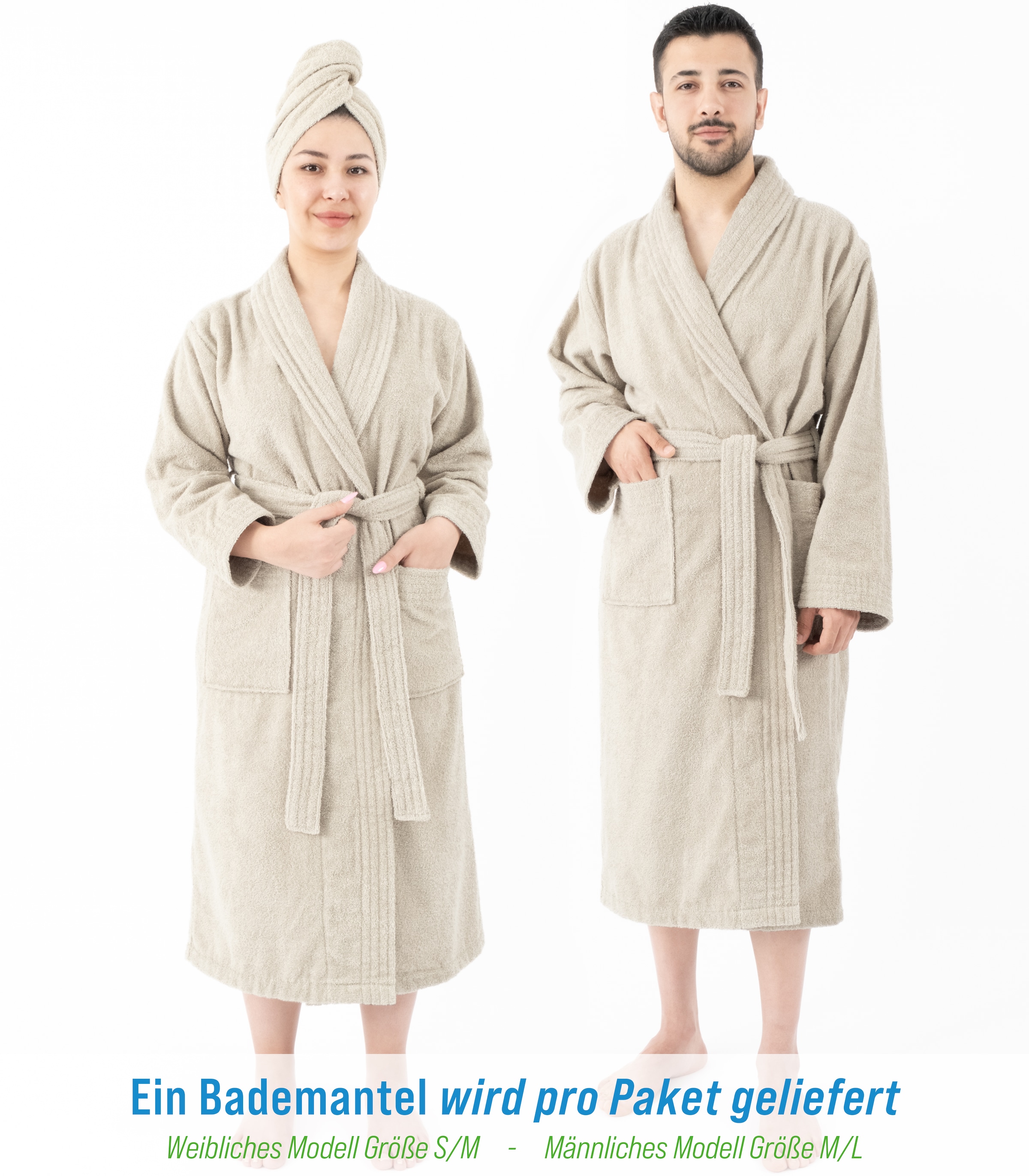 HAMMETEX Bademantel »Bademantel 100% Baumwolle Unisex, 400 GSM, Weich & Saugfähig« Packung,  ideal für Sauna & Spa, Hotelbademantel, Morgenmantel