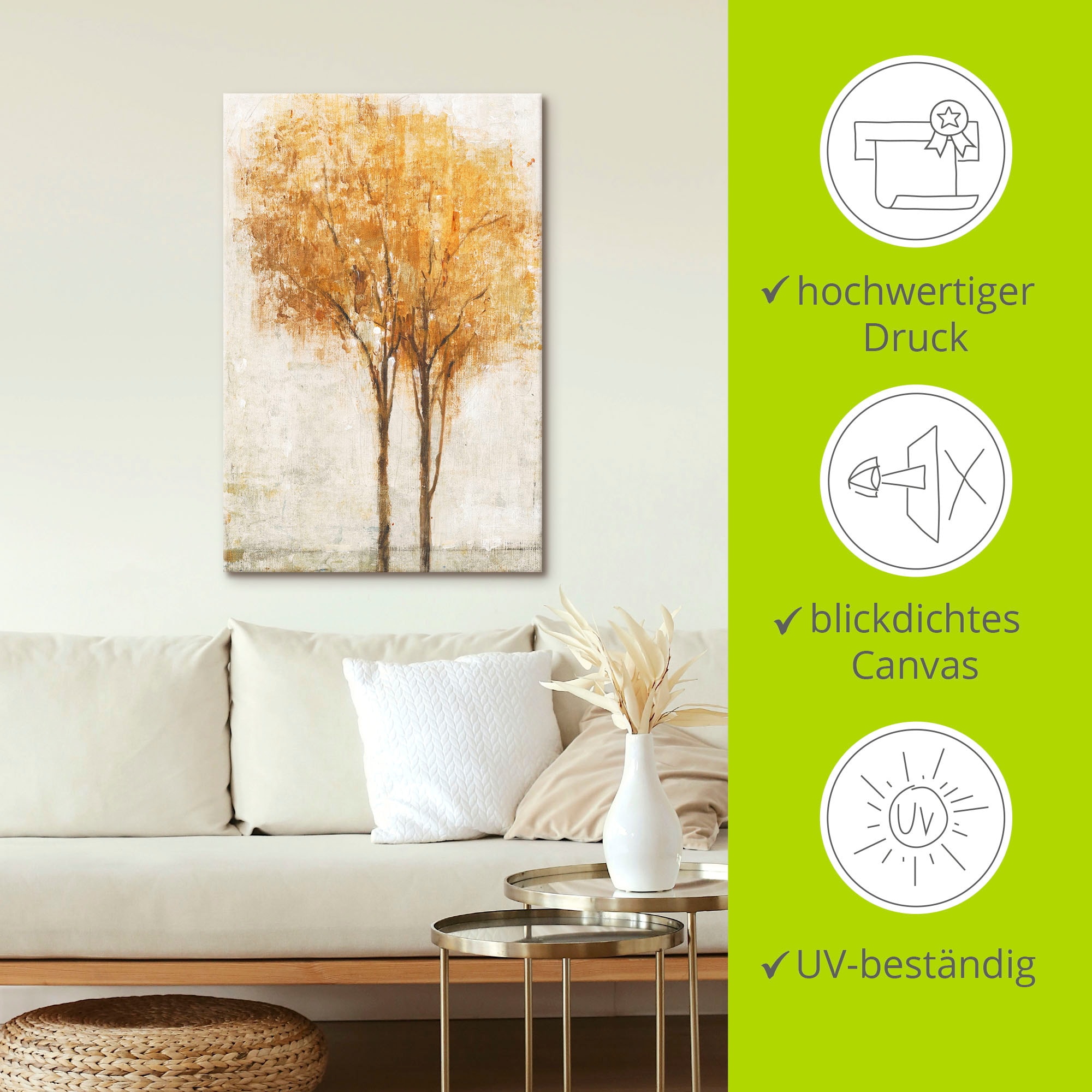 Artland Wandbild »Fallende Blätter II« Bäume 1 Stk. tlg. als Leinwandbild, Wandaufkleber in verschied. Größen