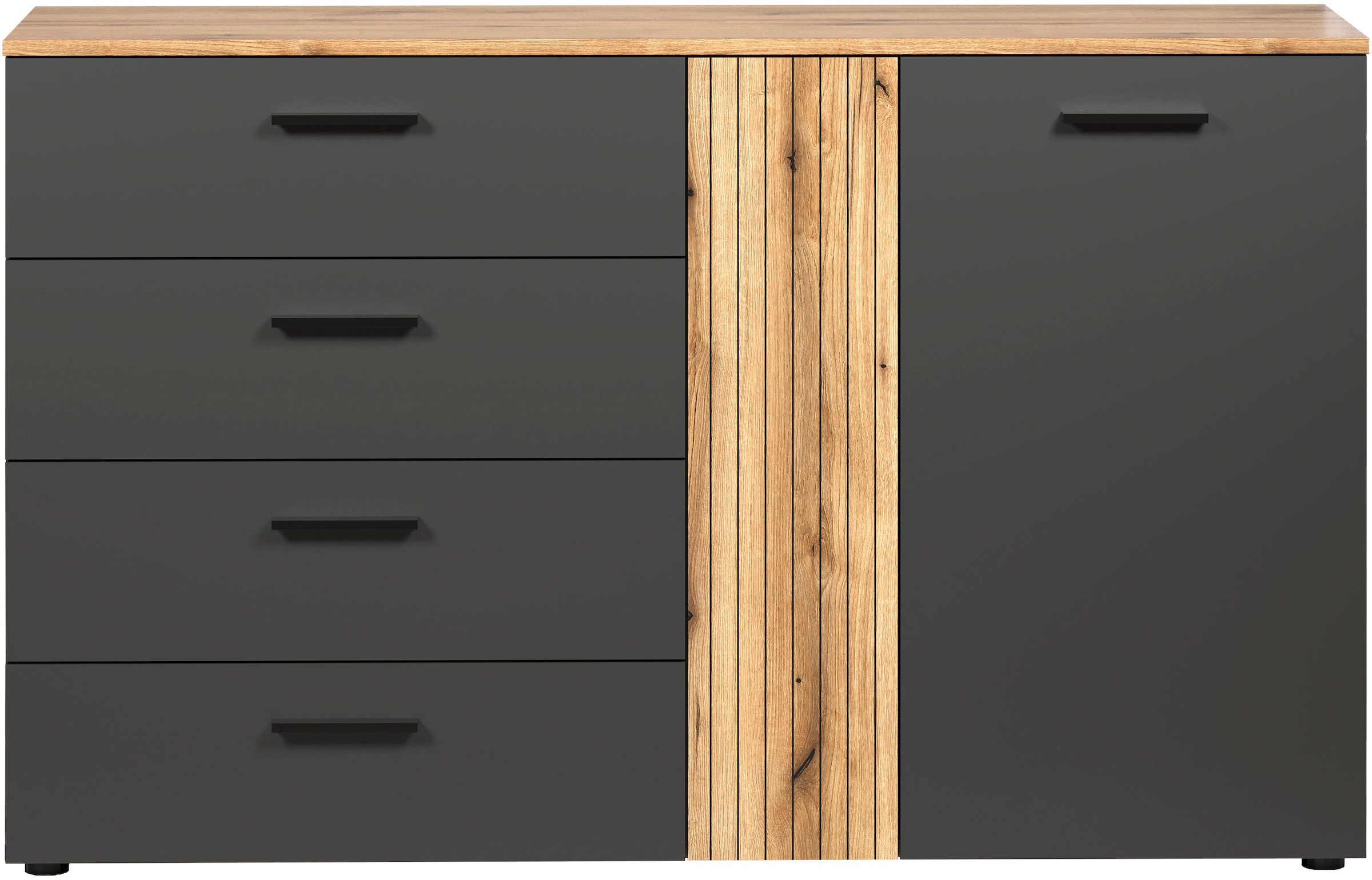 Home affaire Kommode »Estepona« 1 Stk. tlg. Schubladenschrank in Rillenoptik mit Vollauszug-Funktion