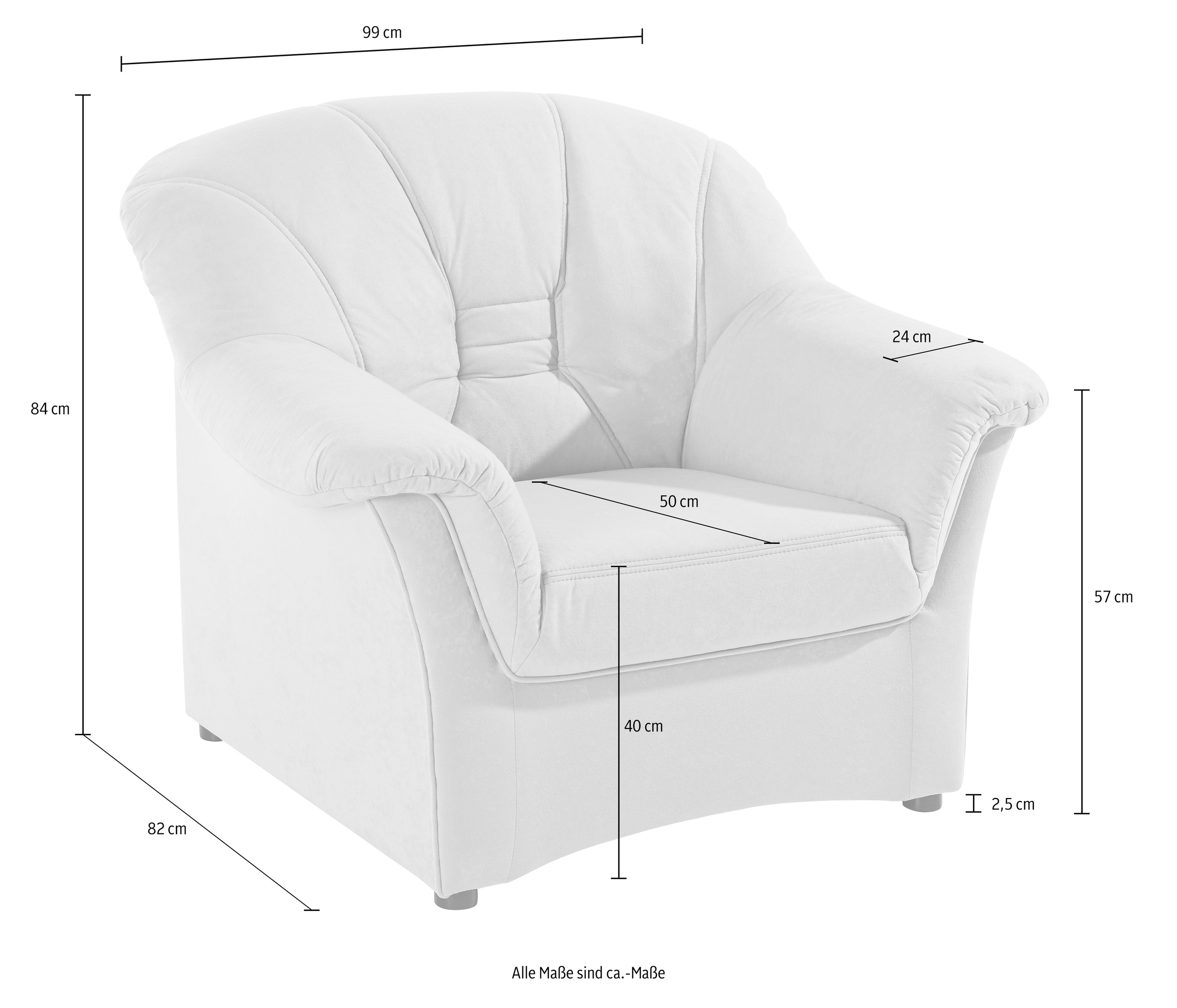DOMO collection Sessel »Elva, zeitlose Formensprache, elegante Rückensteppung«, wahlweise mit Federkern