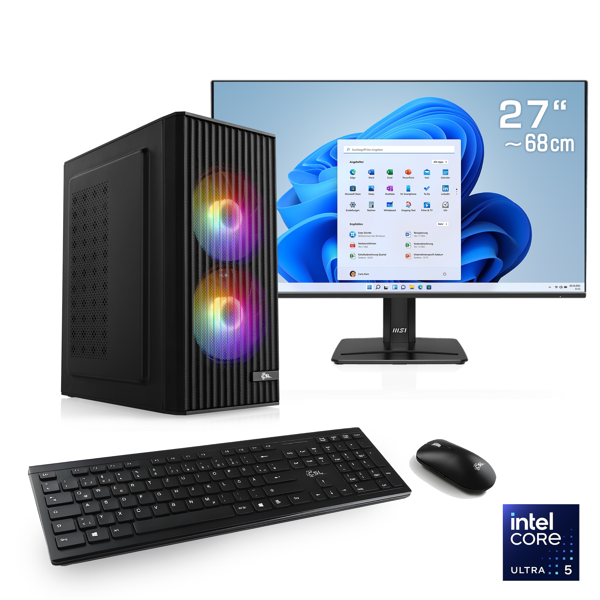 CSL Gaming-PC-Komplettsystem »Spectrum V25256W« 27 ″ Intel® 32 GB RAM 1.000 GB SSD