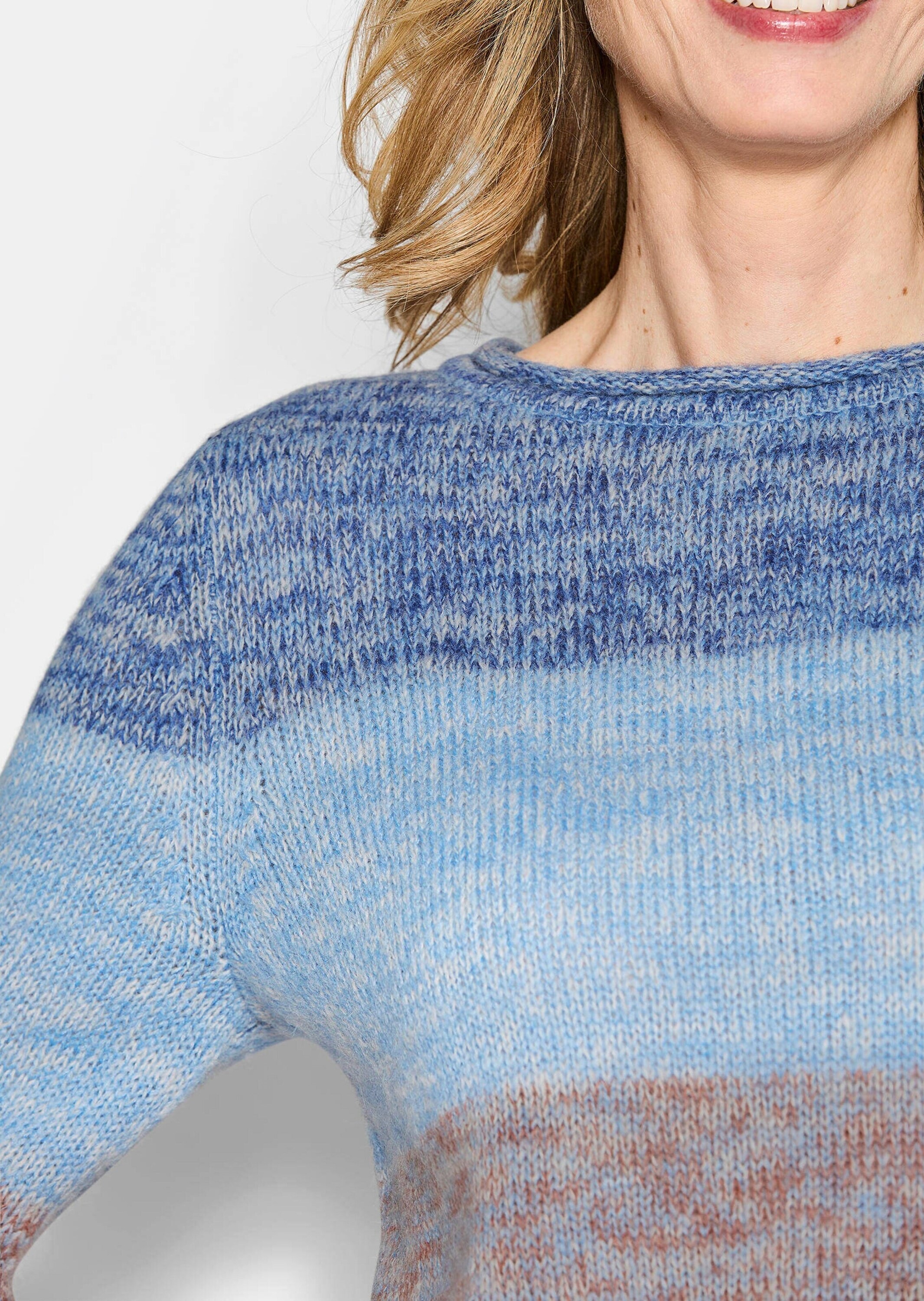 GOLDNER Rundhalspullover »Langarm Blockstreifenpullover, Melange« Blockstreifenmuster