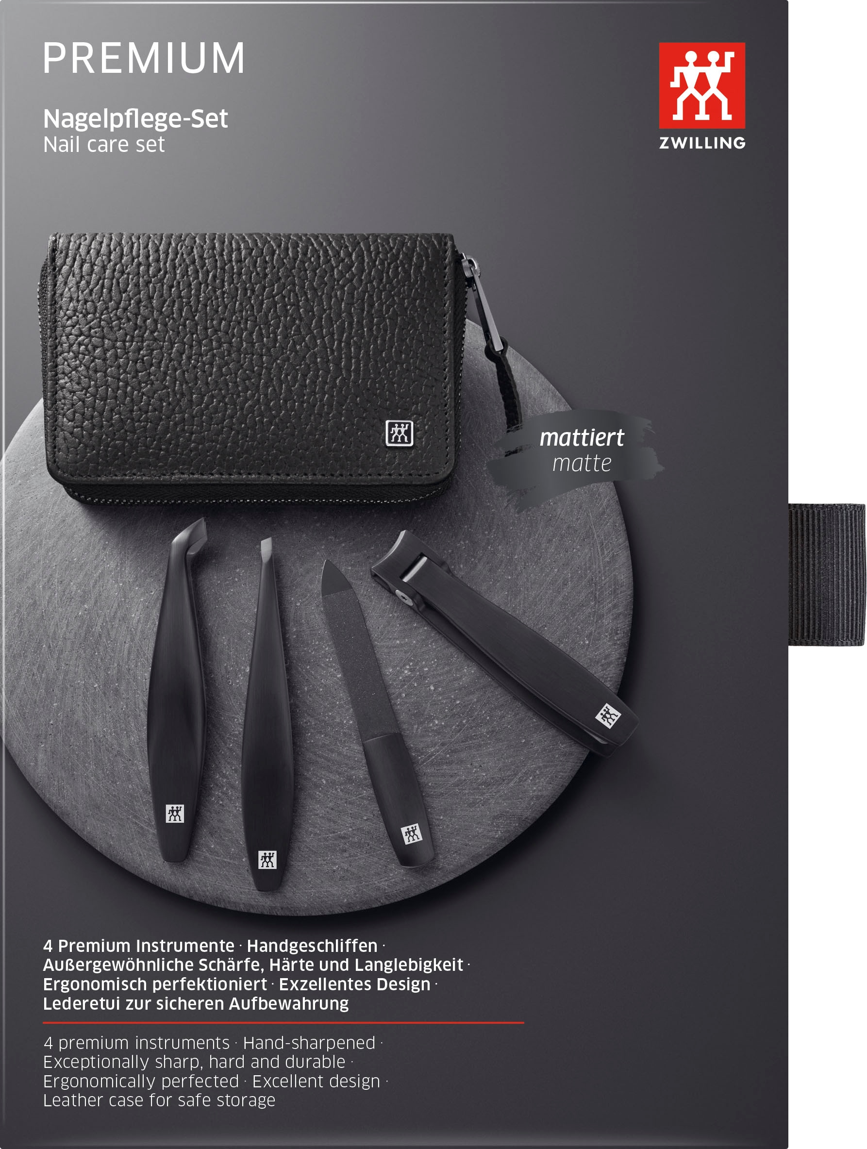 Maniküre-Etui »PREMIUM BLACK«, (Set, 4 tlg.), Nagelpflege-Set