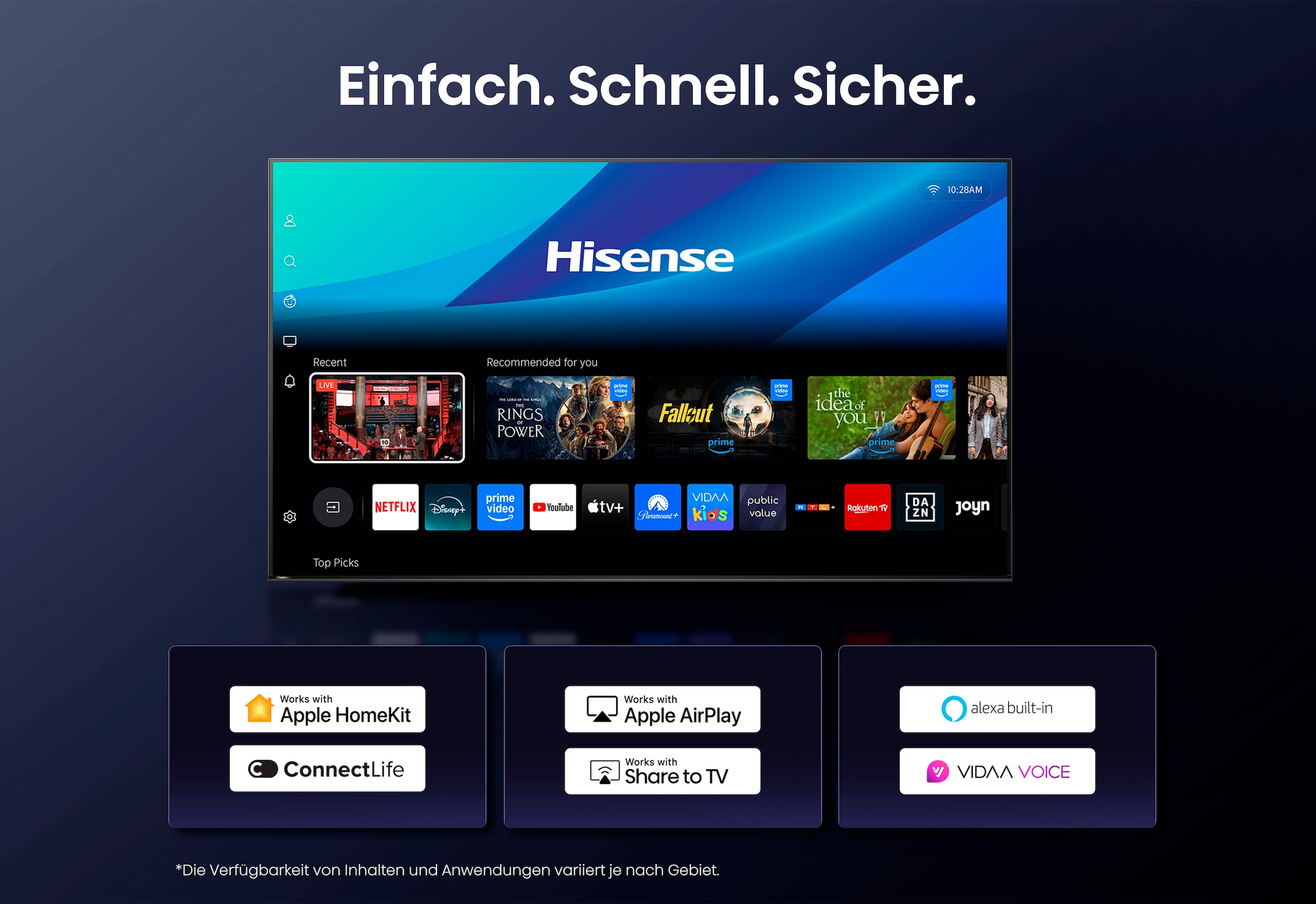Hisense QLED-Fernseher »85E77Q«, 4K Ultra HD, Smart-TV, 4K UHD QLED
