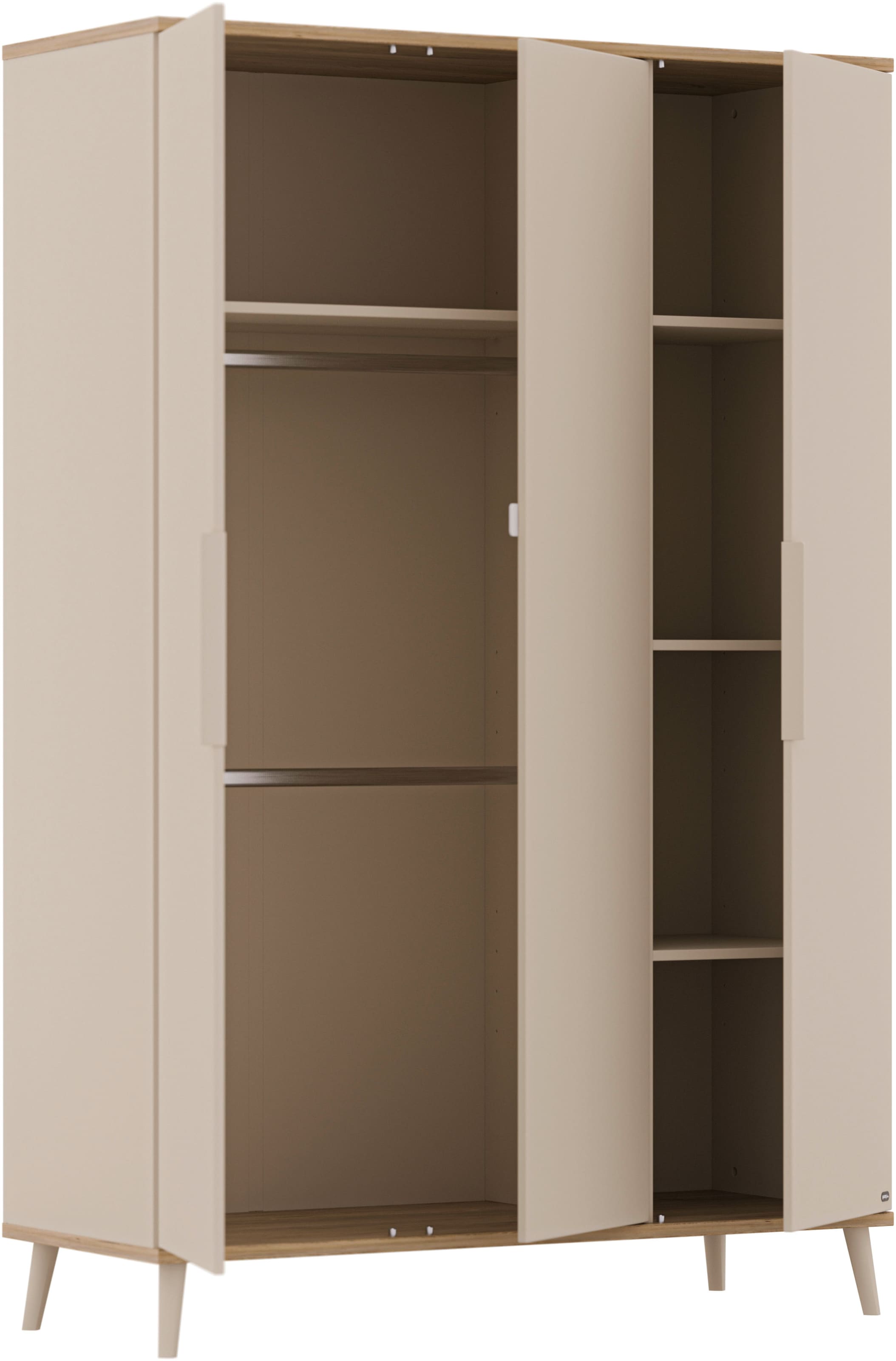 YUNY by PAIDI Kleiderschrank »HAZEL in Beige, inkl. Kleiderstangen und Einlegeböden« B/H/T ca. 95-130/198/52cm, mit 2 oder 3 Türen,  stabiler Drehtürenschrank aus Holz, mit Soft-Close-Funktion