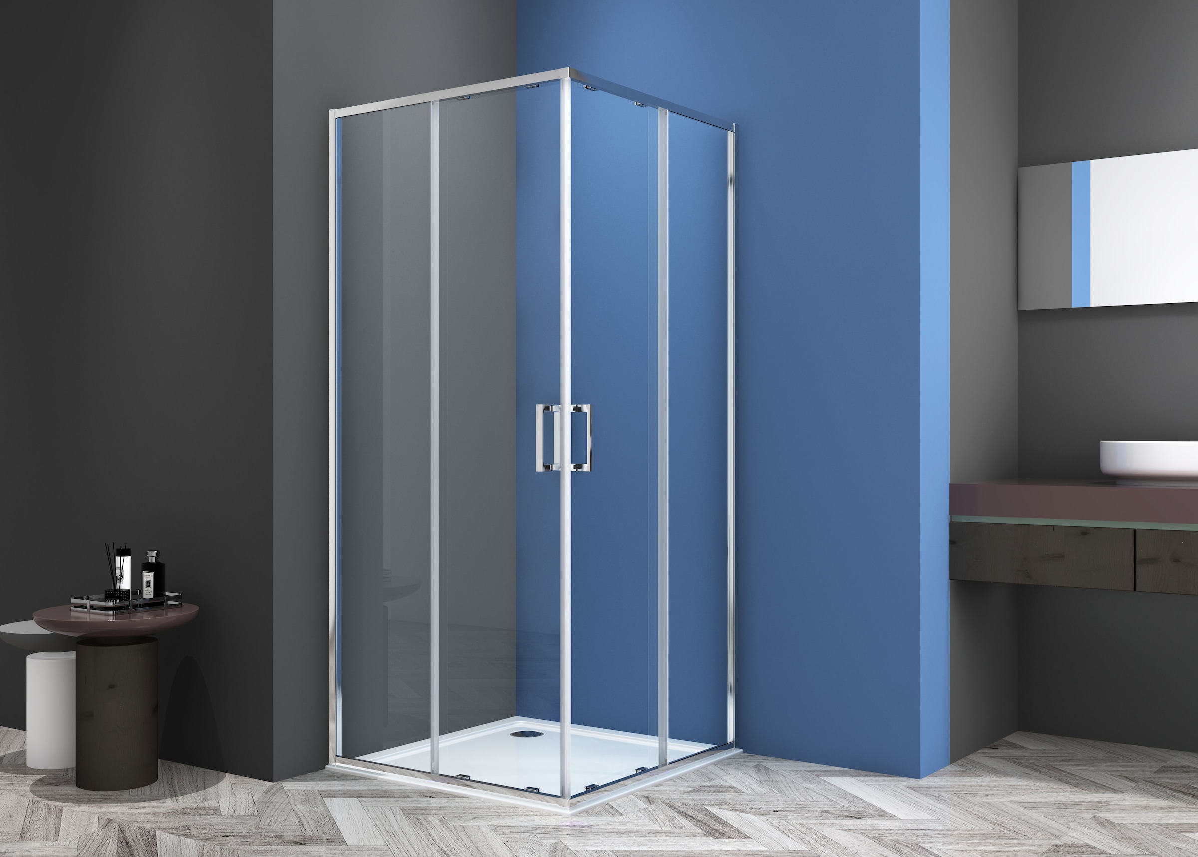Sanotechnik Dusch-Schiebetür »Sanotechnik SlimLine Eckdusche Schiebetür chrom« linke und rechte Schiebetür sind separat zu bestellen!