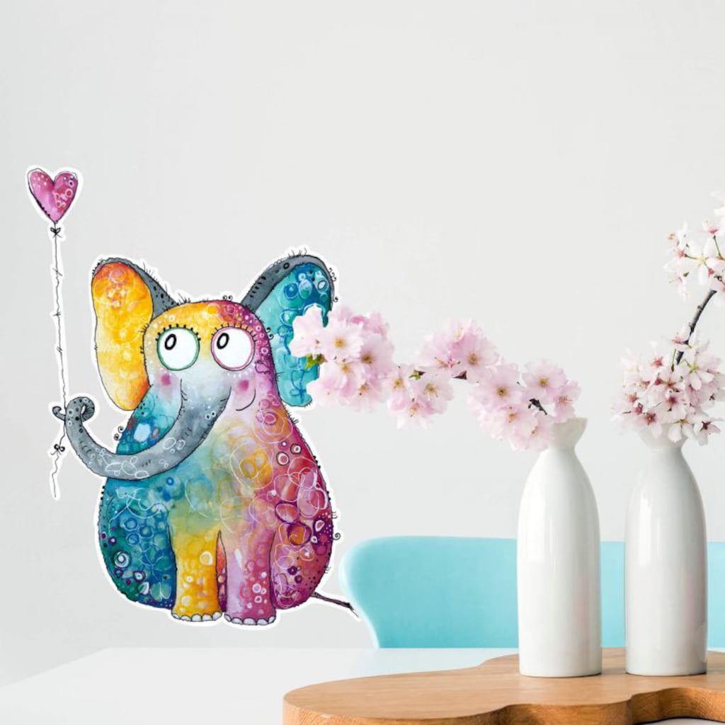 Wall-Art Wandtattoo »Elefant mit Herz Luftballon«, (1 St.)