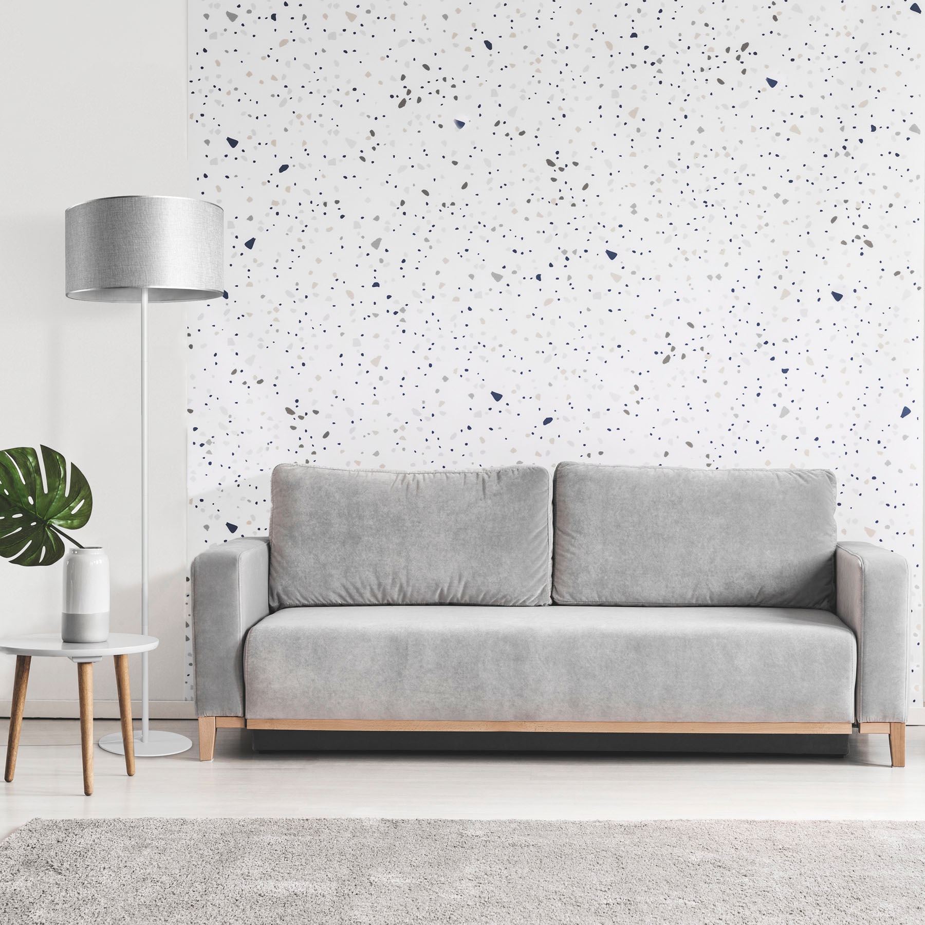 Paco Home Stehlampe »LUCA CANVAS UNI COLOR«, Leuchtmittel E27 | ohne Leuchtmittel, Lampenschirm Stoff Wohnzimmer Leselampe Büro E27 Stehlampe Skandi