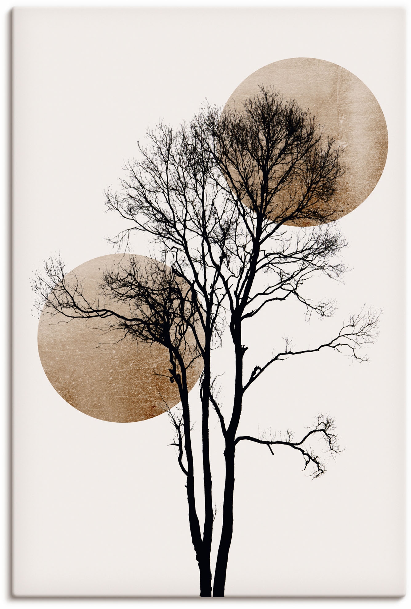 Artland Wandbild Größen Raten auf Alubild, (1 Wandaufkleber versch. »Sonne Leinwandbild, in Baumbilder, oder und Mond bestellen als Poster versteckt«, St.)