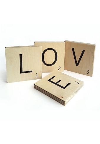 Wandspruch »Scrabble Deko Buchstaben Love«, (Set, 4 St., Schöne Wanddekoration)