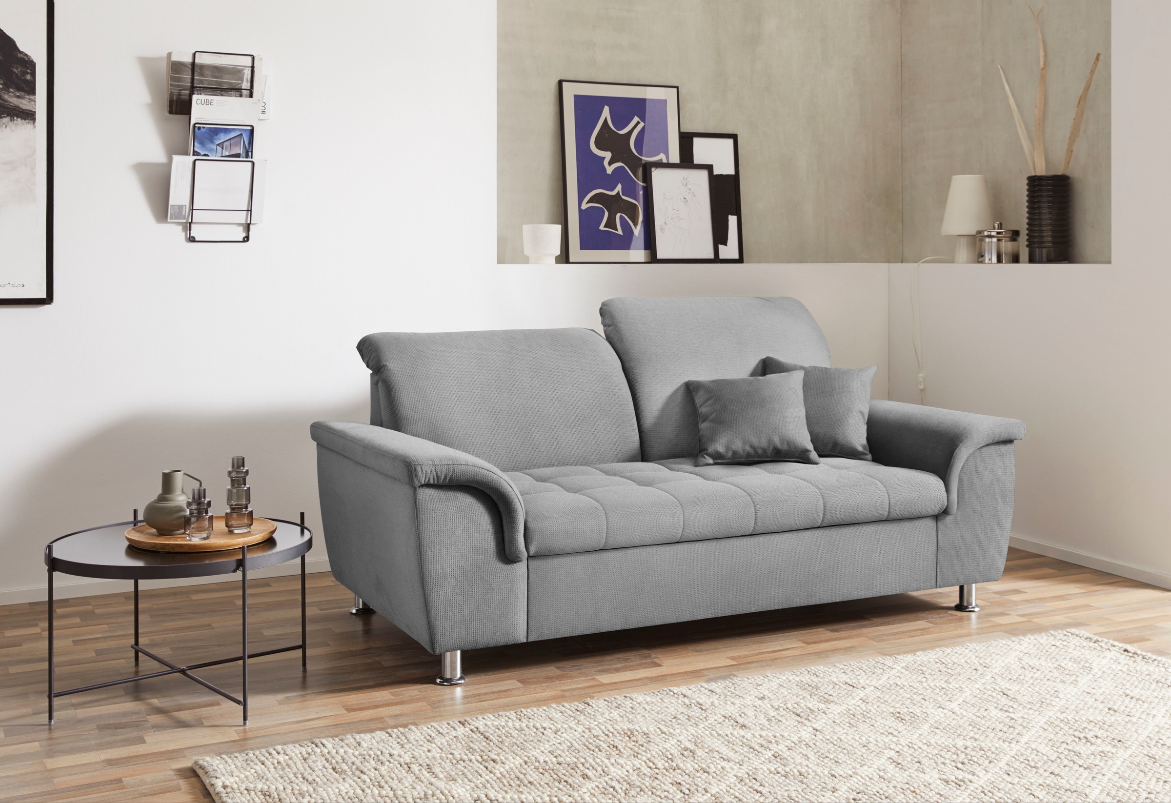 DOMO collection 2-Sitzer »Franzi«, wahlweise mit Kopfteilverstellung, inklusive Zierkissen