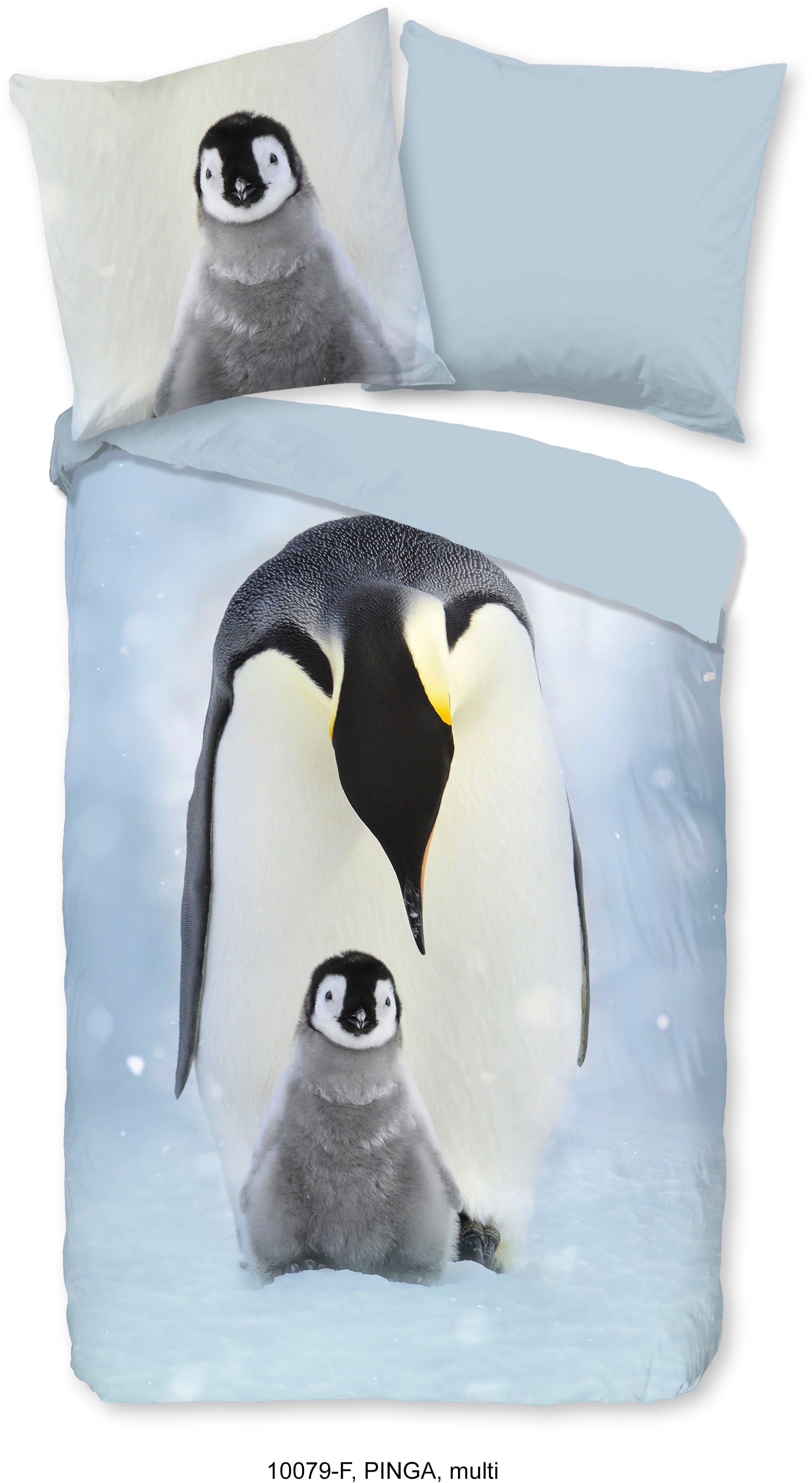 good morning Wendebettwäsche »Pinga«, Flanell, Biber, Winter, Warm, Reißverschluss, Wende, Pinguine, Schnee