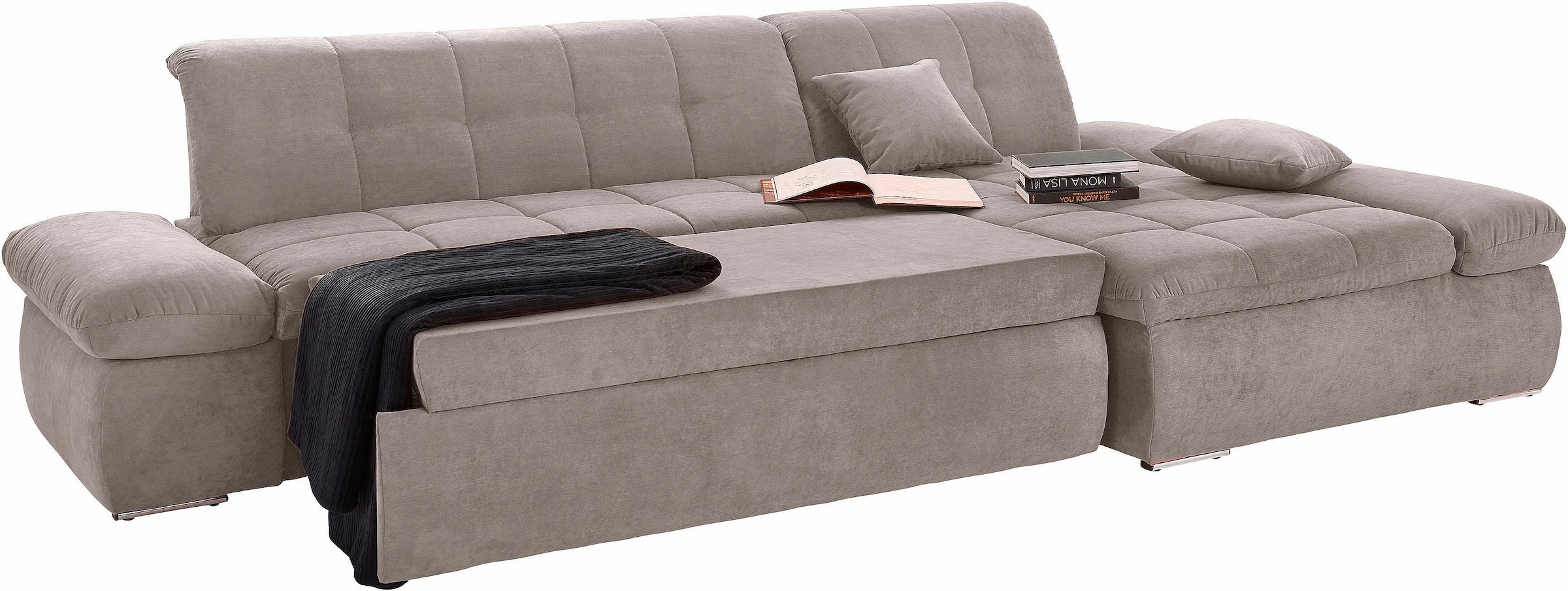 DOMO collection Ecksofa »NMoric XXL, B/T/H: 300/172/80cm, L-Form«, wahlweise mit Bettfunktion und Armlehnverstellung