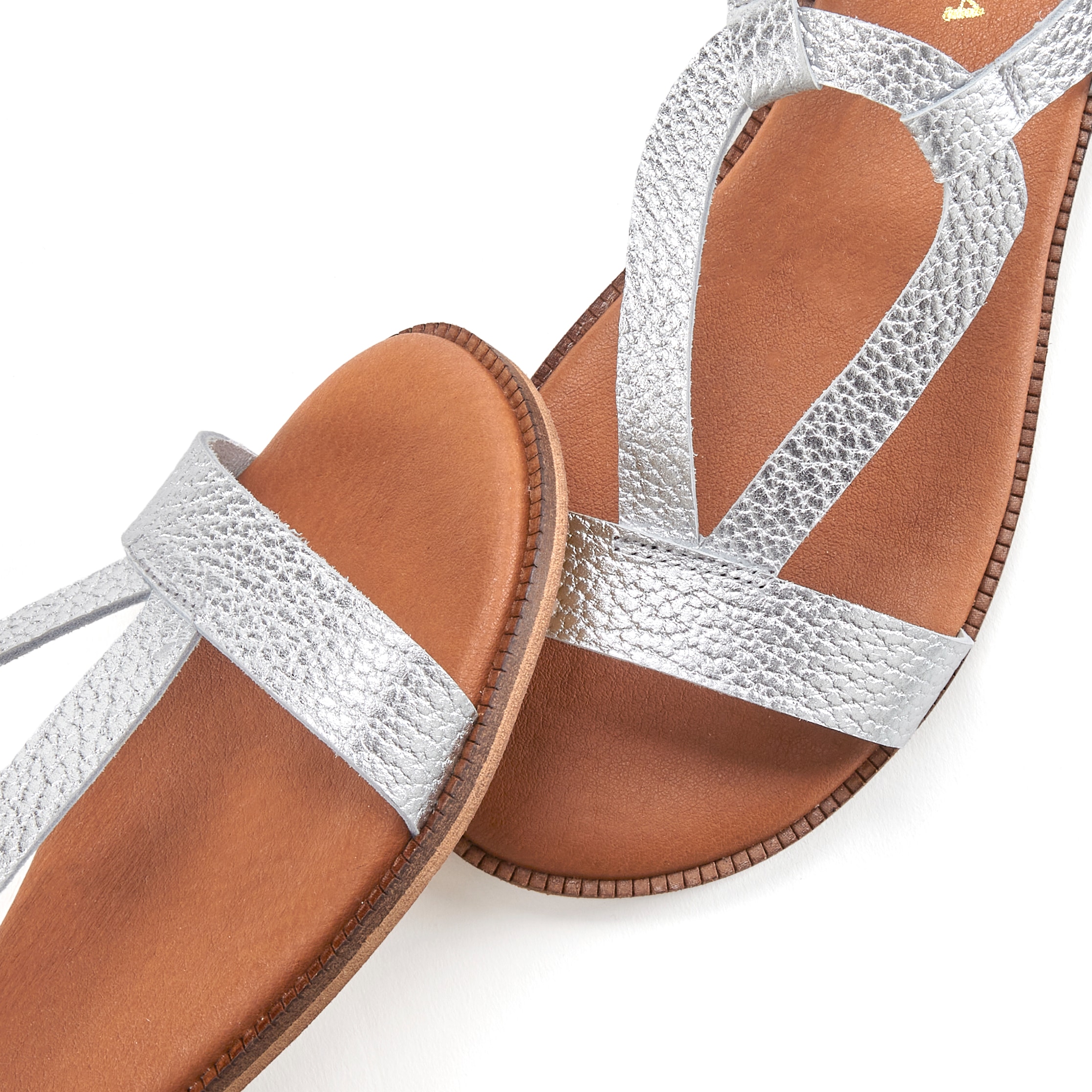 LASCANA Sandale »Sommerschuh«  Sandalette, Sommerschuh aus hochwertigem Leder im Metallic-Look