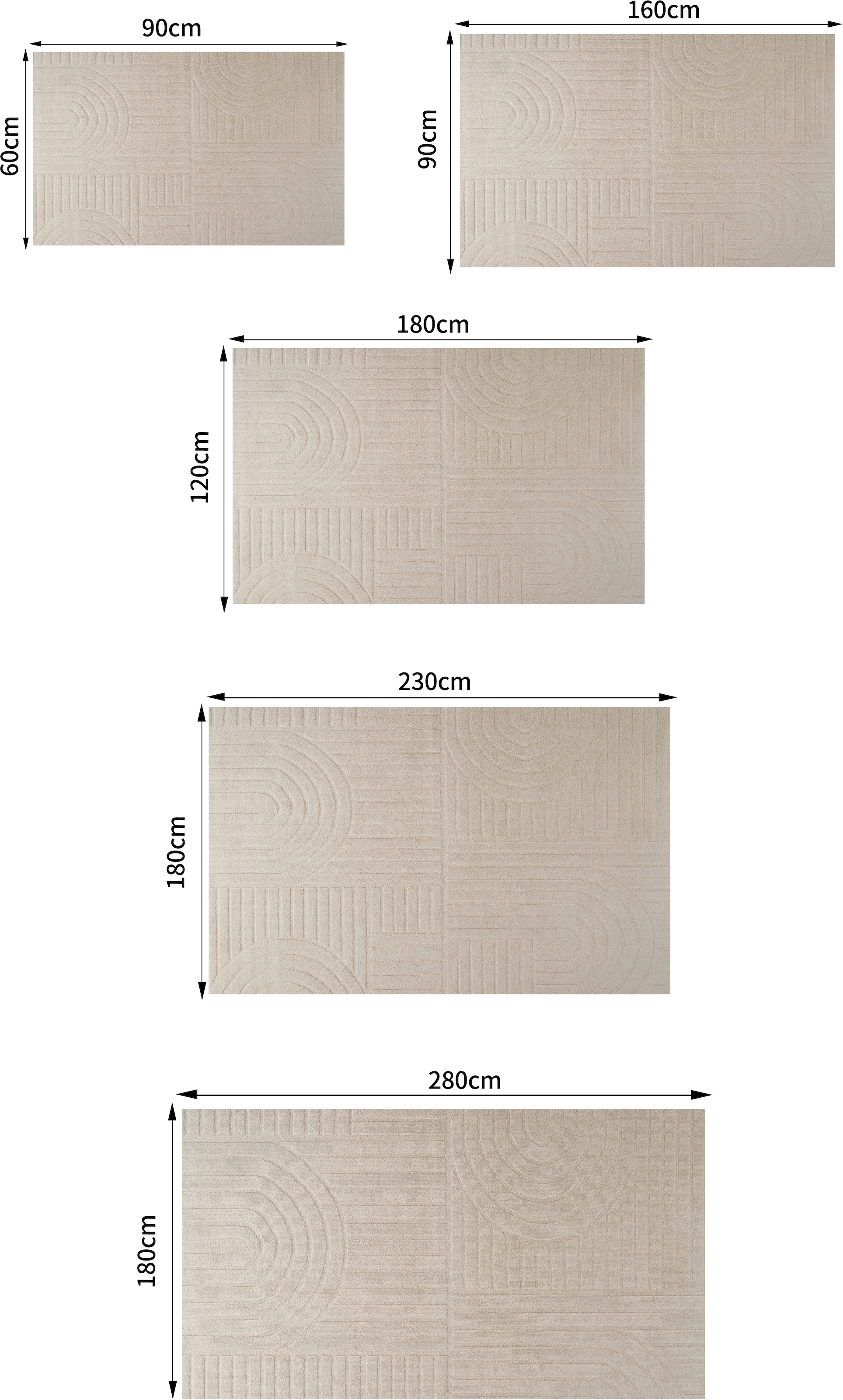 OTTO home Teppich »Neele, Boho-Design, Hoch-Tief, waschbar« rechteckig 12 mm Höhe 3D Optik, Skandinavisch, Designteppich, Wohnzimmer, Schlafzimmer