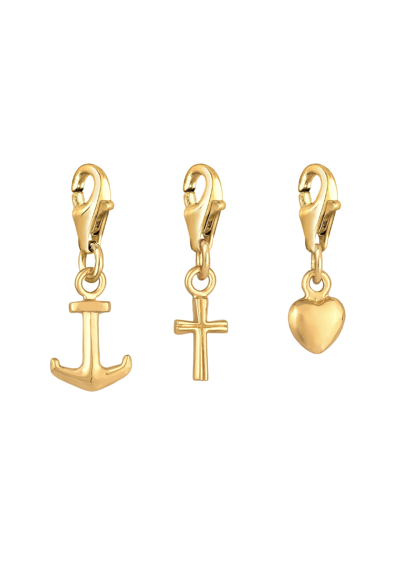 Nenalina Charm-Einhänger »Charm Kreuz Herz Anker Liebe Glaube (3 tlg) 925 Silber«