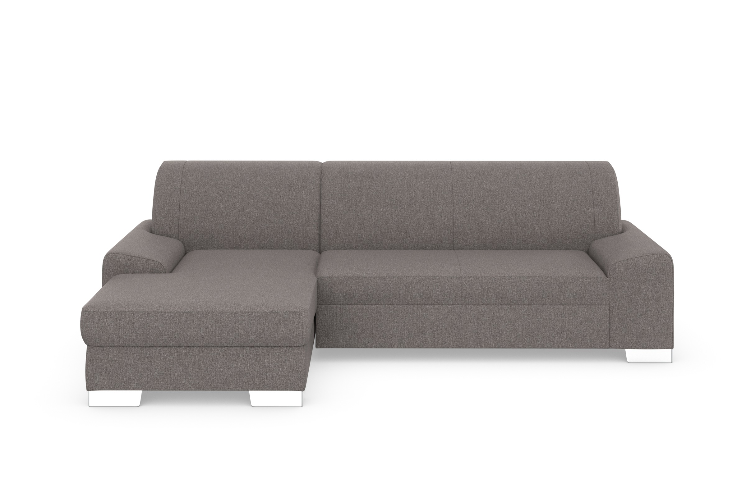 DOMO collection Ecksofa »Anzio L-Form, whlw. Bettfunktion, Federkern, hochwertig, Breite 271 cm«, Ohne Bettfunktion, Recamiere links, Feinstruktur, schlamm