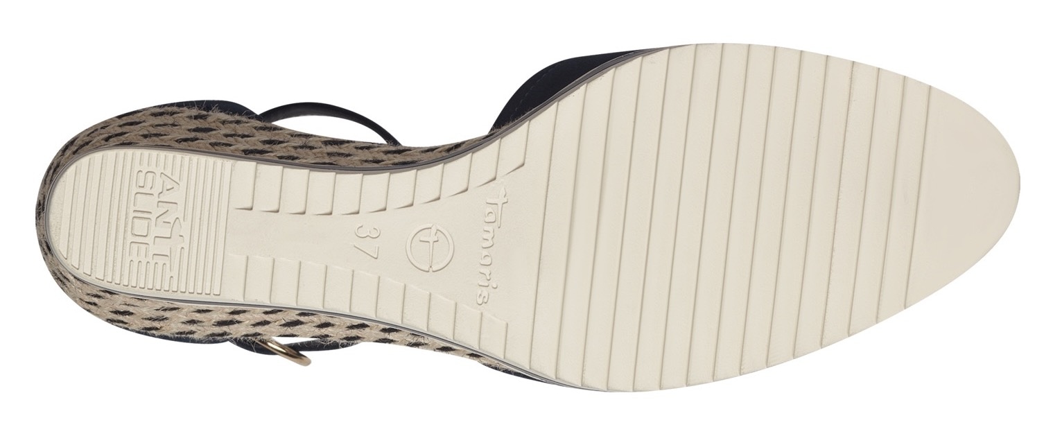 Tamaris Keilpumps, Keilabsatz, Schlupfschuh, Riemchensandale mit modischem Jute-Besatz