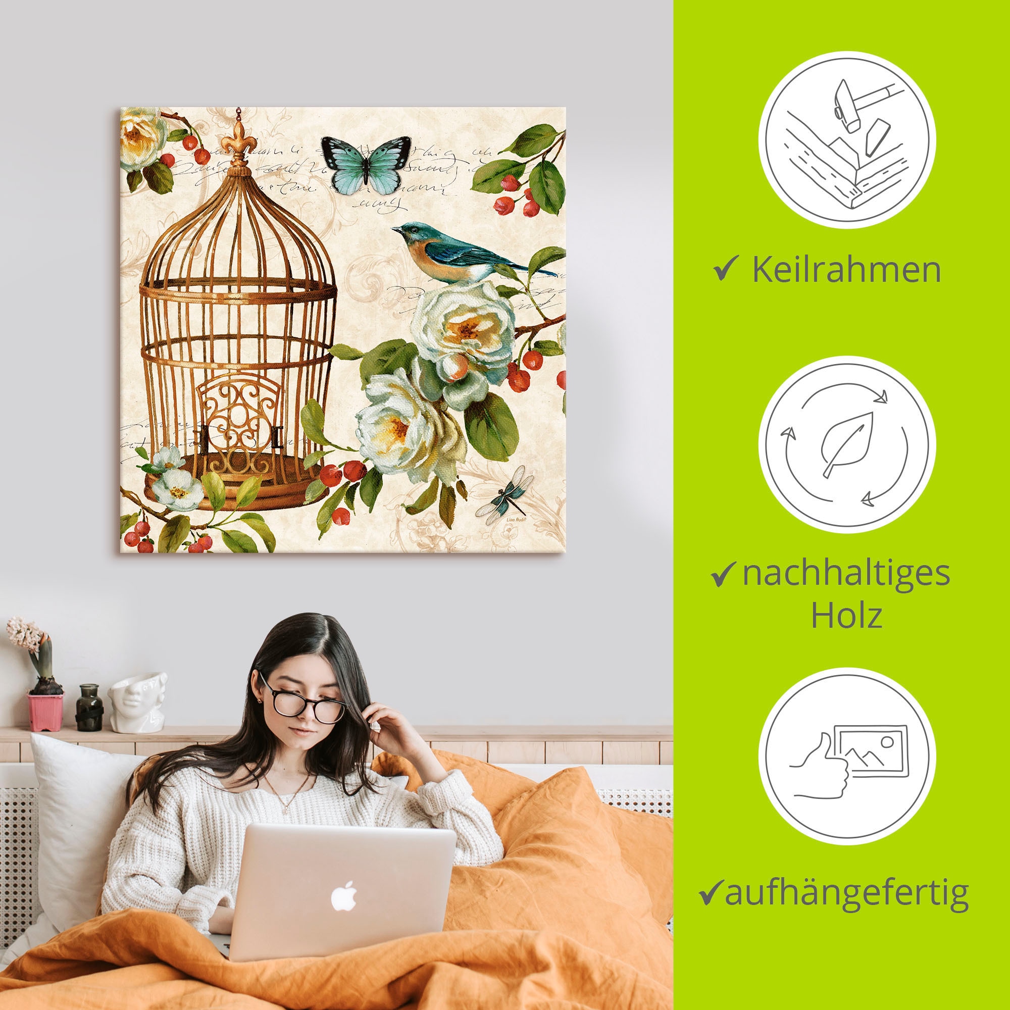 Artland Leinwandbild »Frei wie ein Vogel II«, Arrangements, (1 St.), auf Keilrahmen gespannt