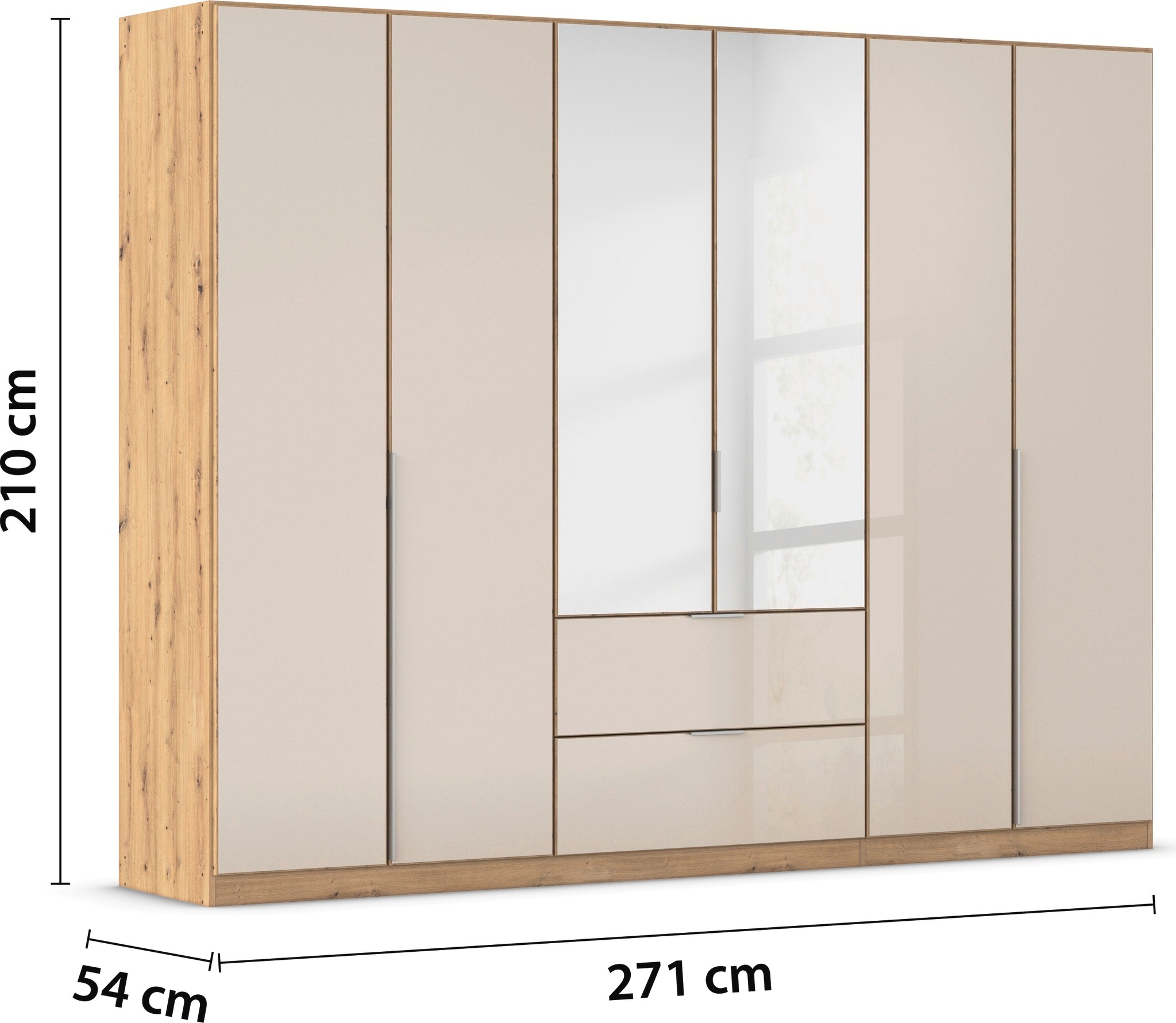 rauch Drehtürenschrank »Kleiderschrank Kleiderschränke Schrank Garderobe AGORDO mit Glasfront«, (in zwei Griff-Farben mit Glasfront), mit Außenschubkästen, in 6 Breiten und 2 Höhen MADE IN GERMANY