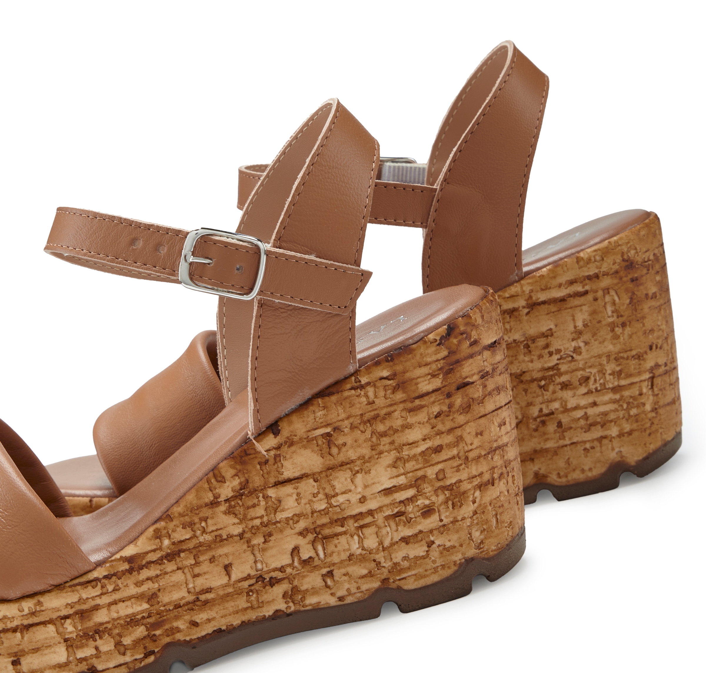 LASCANA Sandalette »Sommerschuh, offener Schuh, Sandale, Keilsandalette,«  NEU aus Leder mit Keilabsatz in Kork-Optik