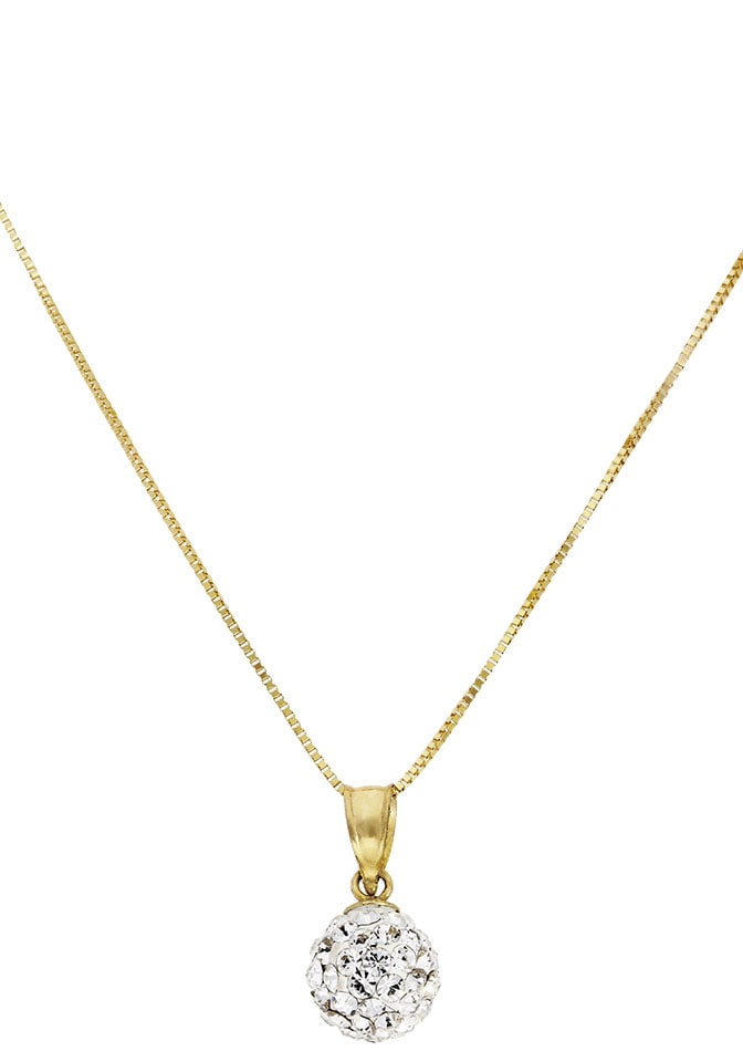Firetti Kette mit Anhänger »Schmuck Geschenk Gold 375 Halsschmuck Halskette Goldkette Venezianer«, mit Kristallstein (synth.)