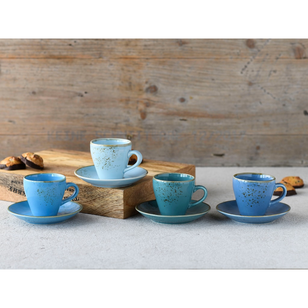 CreaTable Espressotasse »Kaffeetasse NATURE COLLECTION Aqua«, (Set, 8 tlg.)