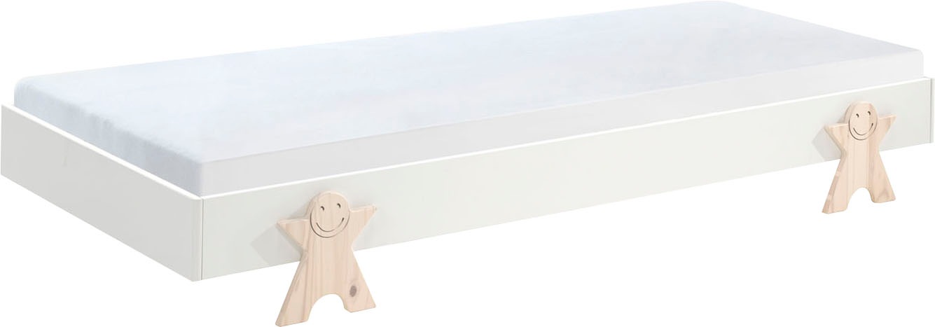 Vipack Kinderbett »Modulo, stapelbares Einzelbett, inkl. Rolllattenrost, 2 Farben«, (B/H/T ca. 203,6x93,8x48cm, Fuß Smile massiv, Bettseiten MDF lackiert), Liegefläche 90/200 cm, einzeln oder als 2-er Set erhältlich