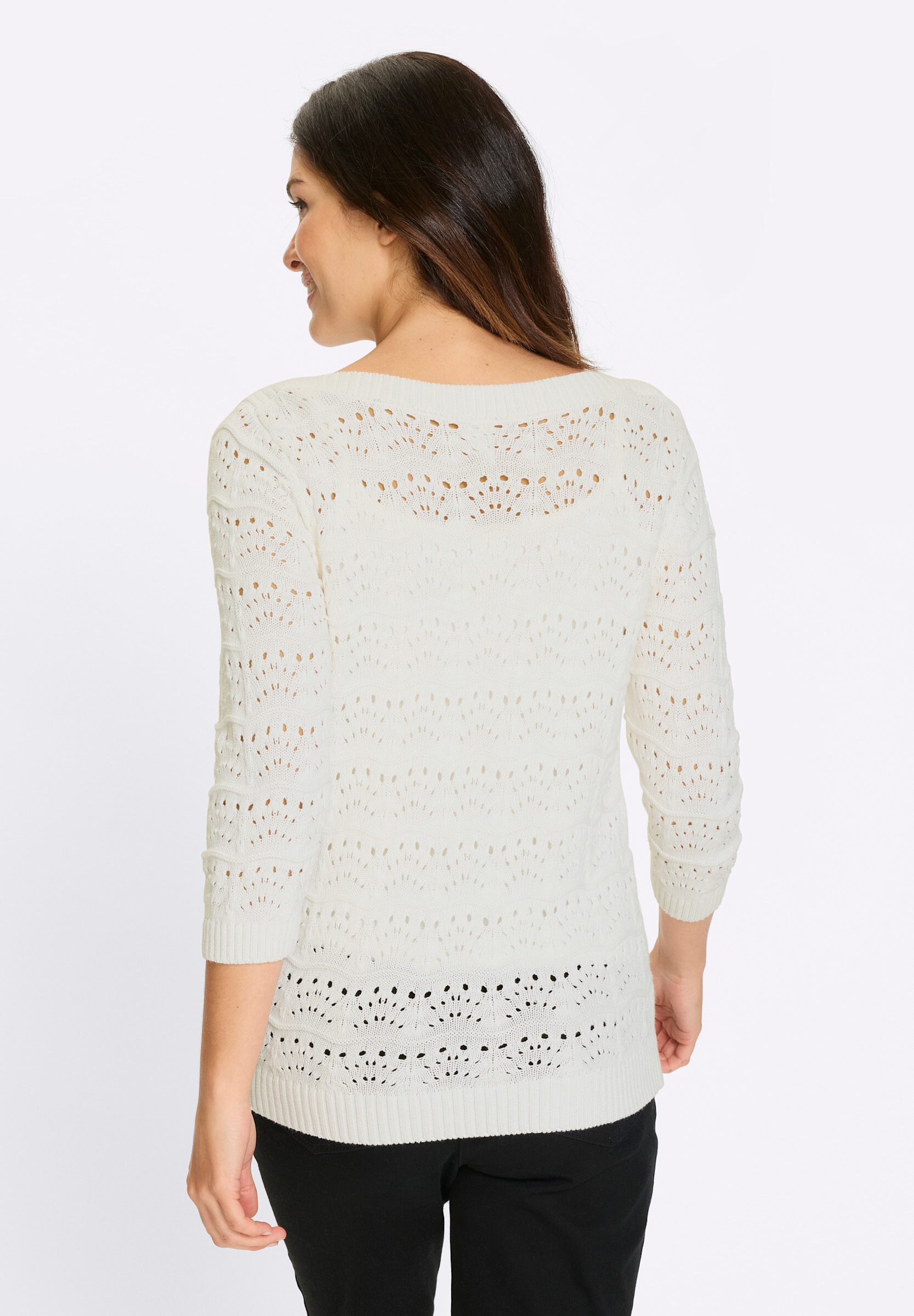 Sieh an! Strickpullover »Ajour-Pullover Ajourpullover mit U-Boot-Ausschnitt«