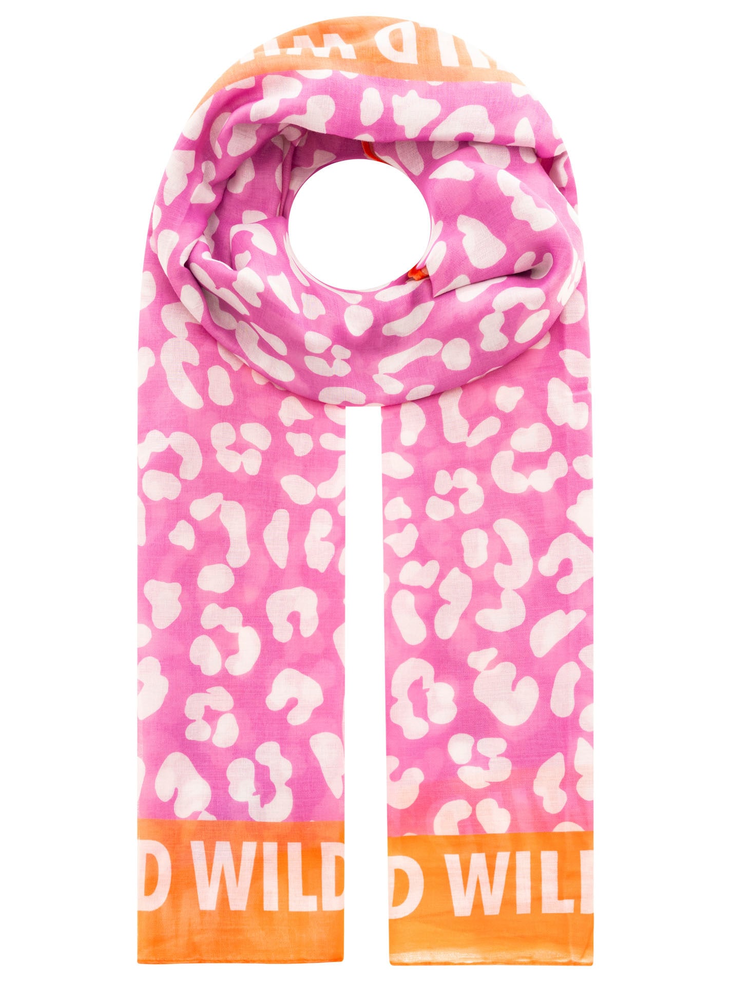Zwillingsherz Schal »"Leo Dreams"« Leomuster und Schriftzug, transparenter Look