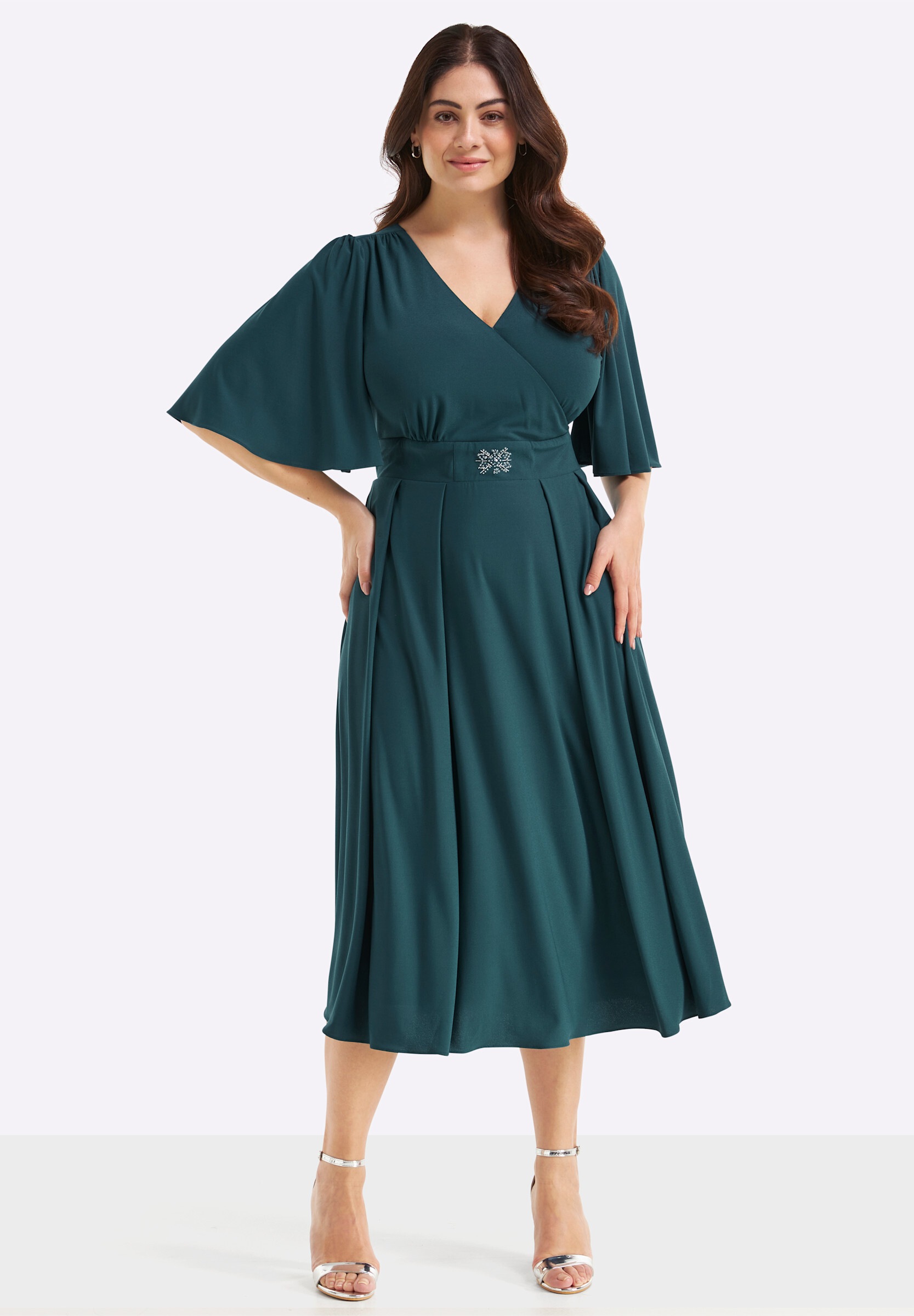 Sheego Cocktailkleid »Abendkleid Abendkleid mit Stickerei am Taillenbund« Ohne Tasche
